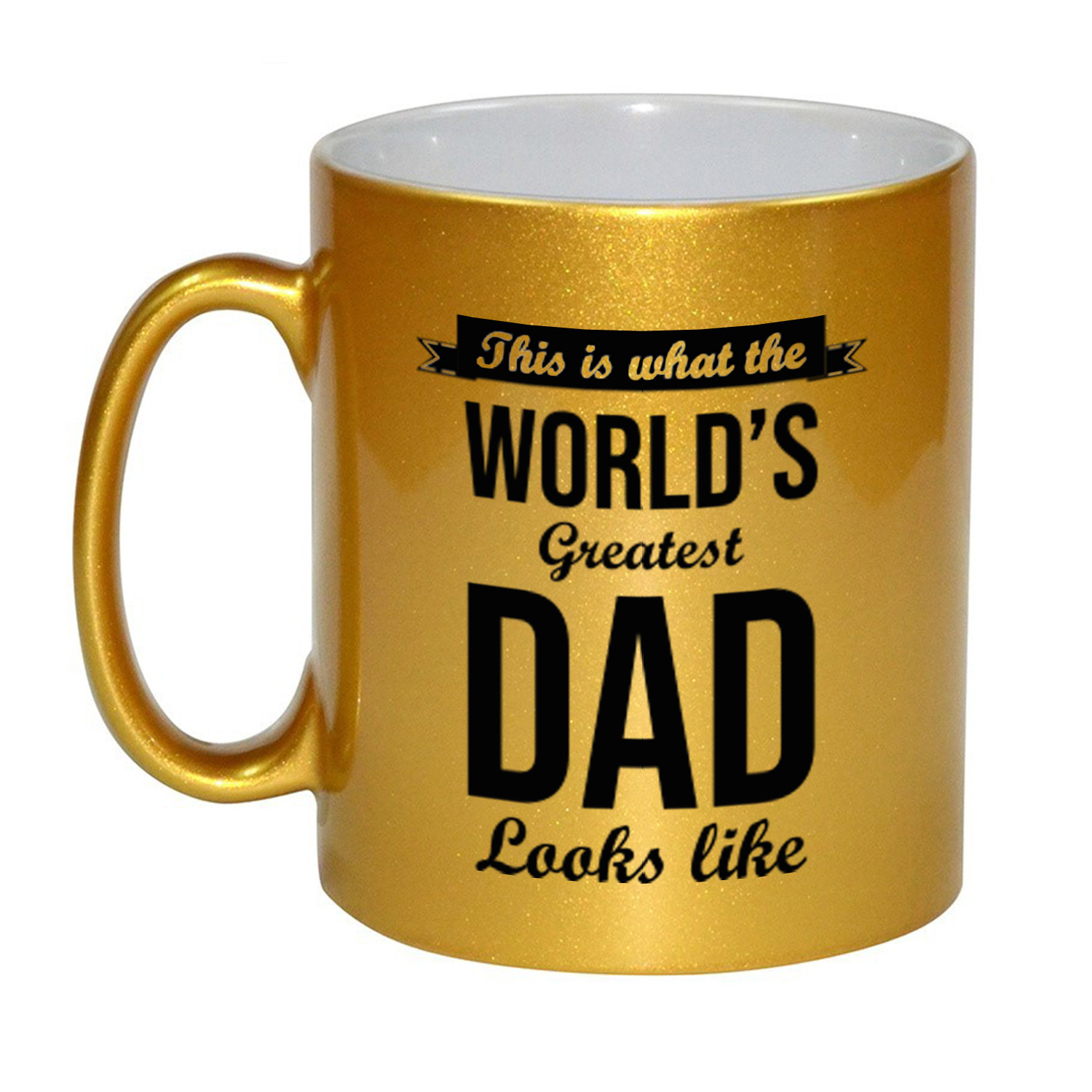 Gouden Worlds Greatest Dad cadeau koffiemok - theebeker 330 ml