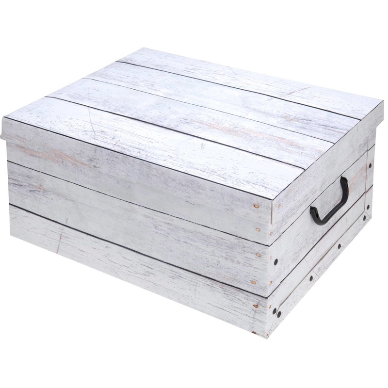Grijs-witte opbergbox-Opbergdoos 52 x 38 cm