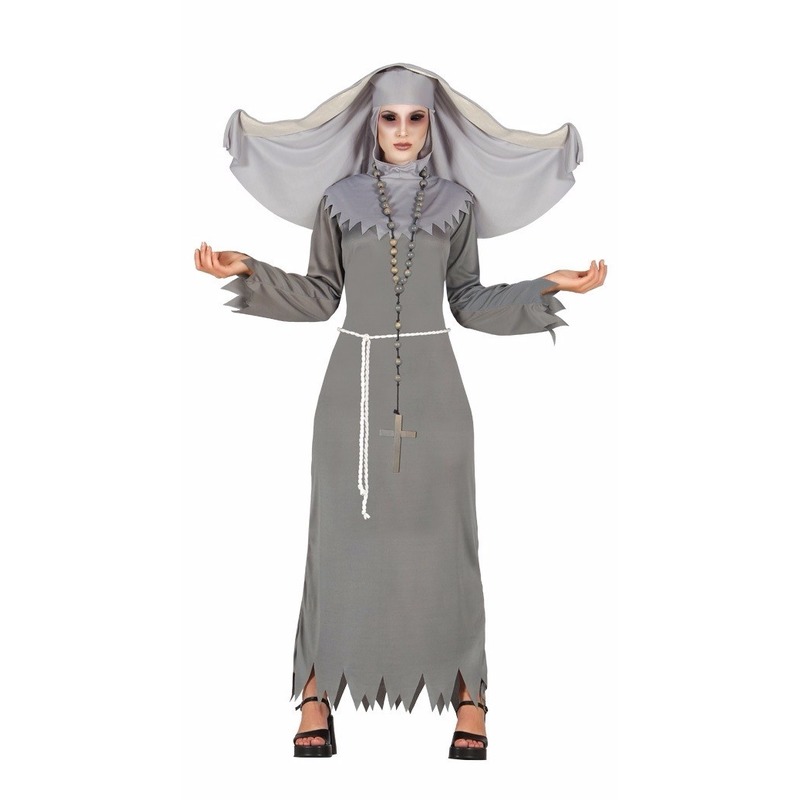 Grijze geest nonnen kostuum voor dames
