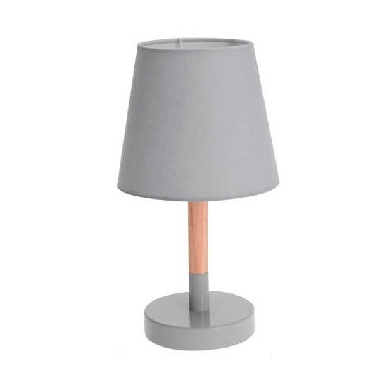Grijze tafellamp-schemerlamp hout-metaal 23 cm