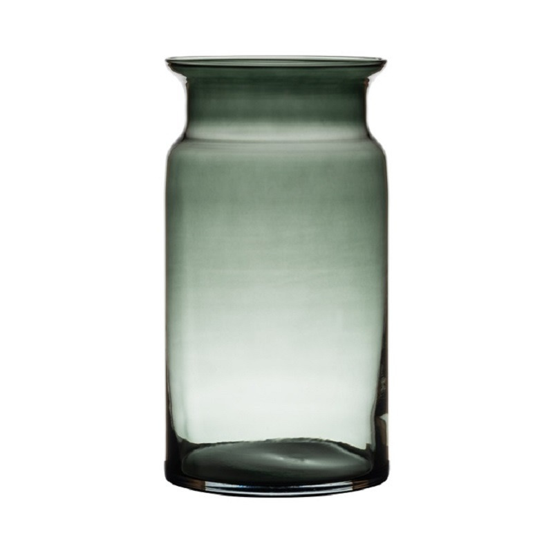 Grijze-transparante melkbus vaas-vazen van glas 29 cm