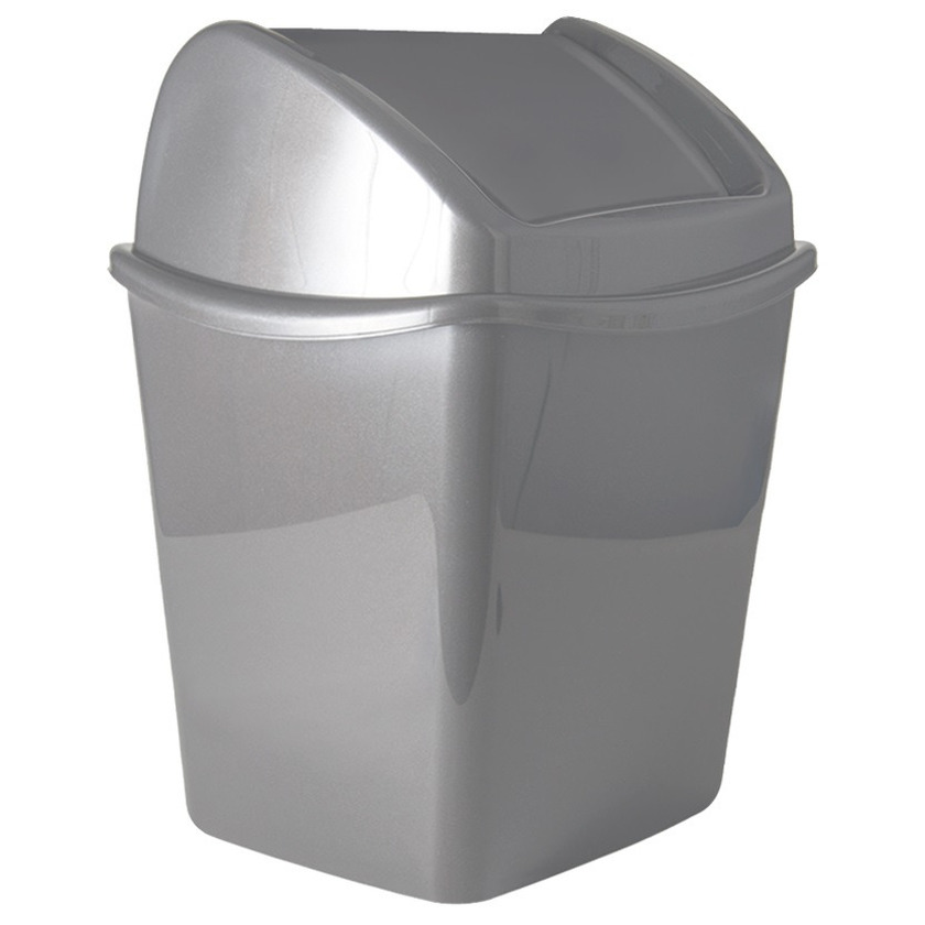 Grijze vuilnisbak-afvalbak met klepdeksel 1,1 liter