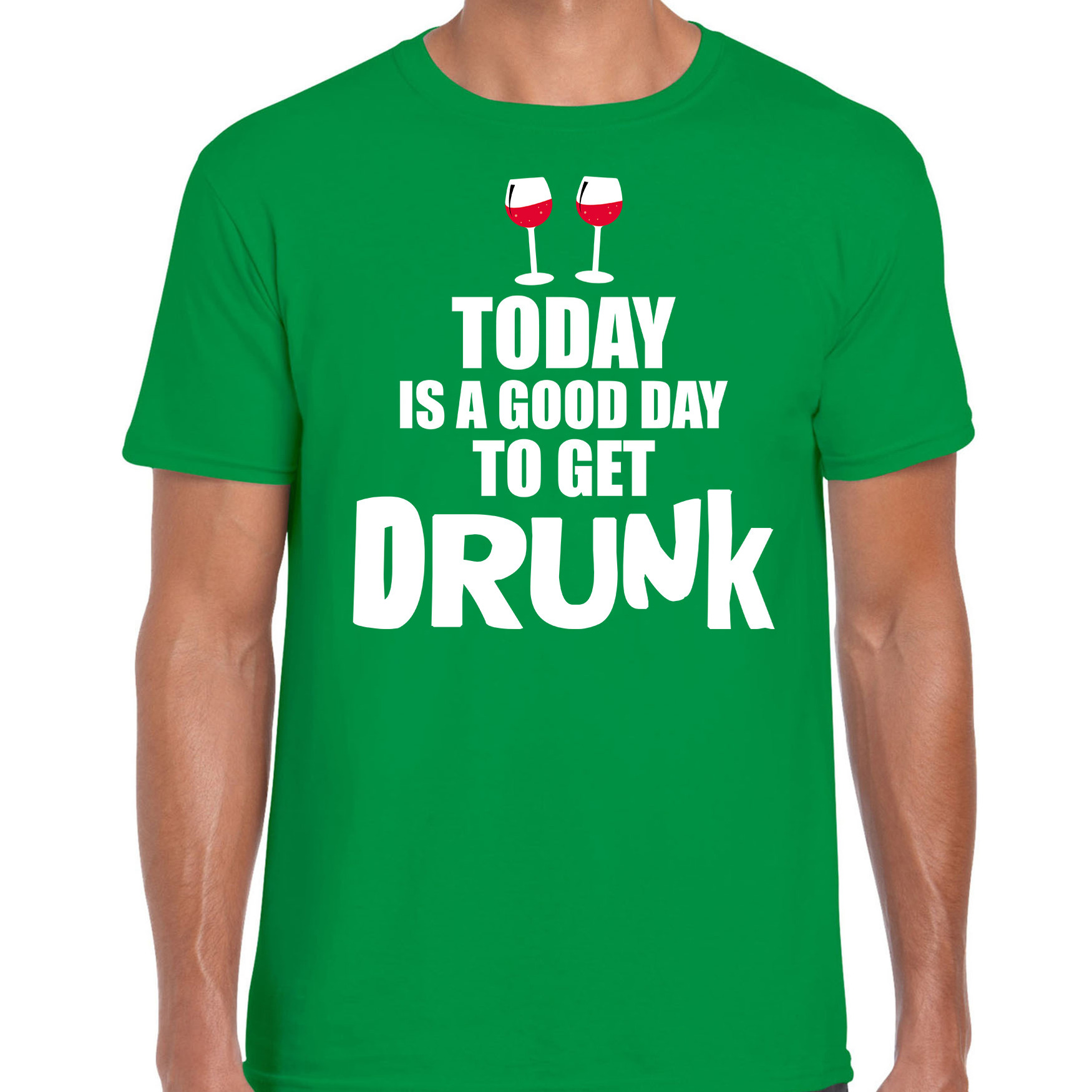 Groen fun t-shirt good day to get drunk voor heren