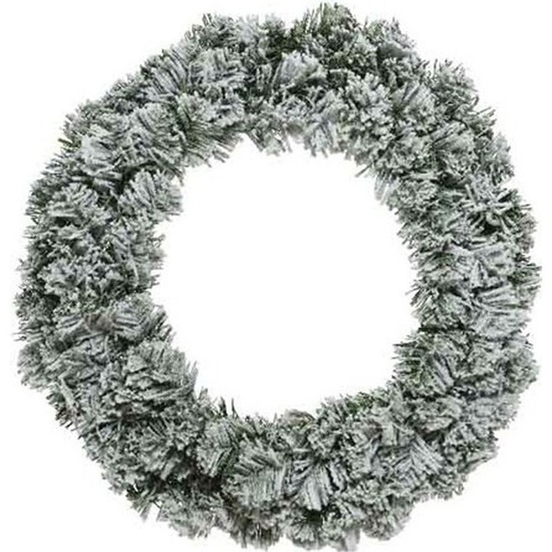 Groen-witte kerstkrans 40 cm Imperial met kunstsneeuw