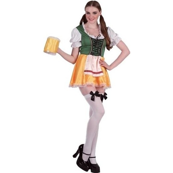 Groene/gele Tiroler dirndl verkleed kostuum/jurkje voor dames