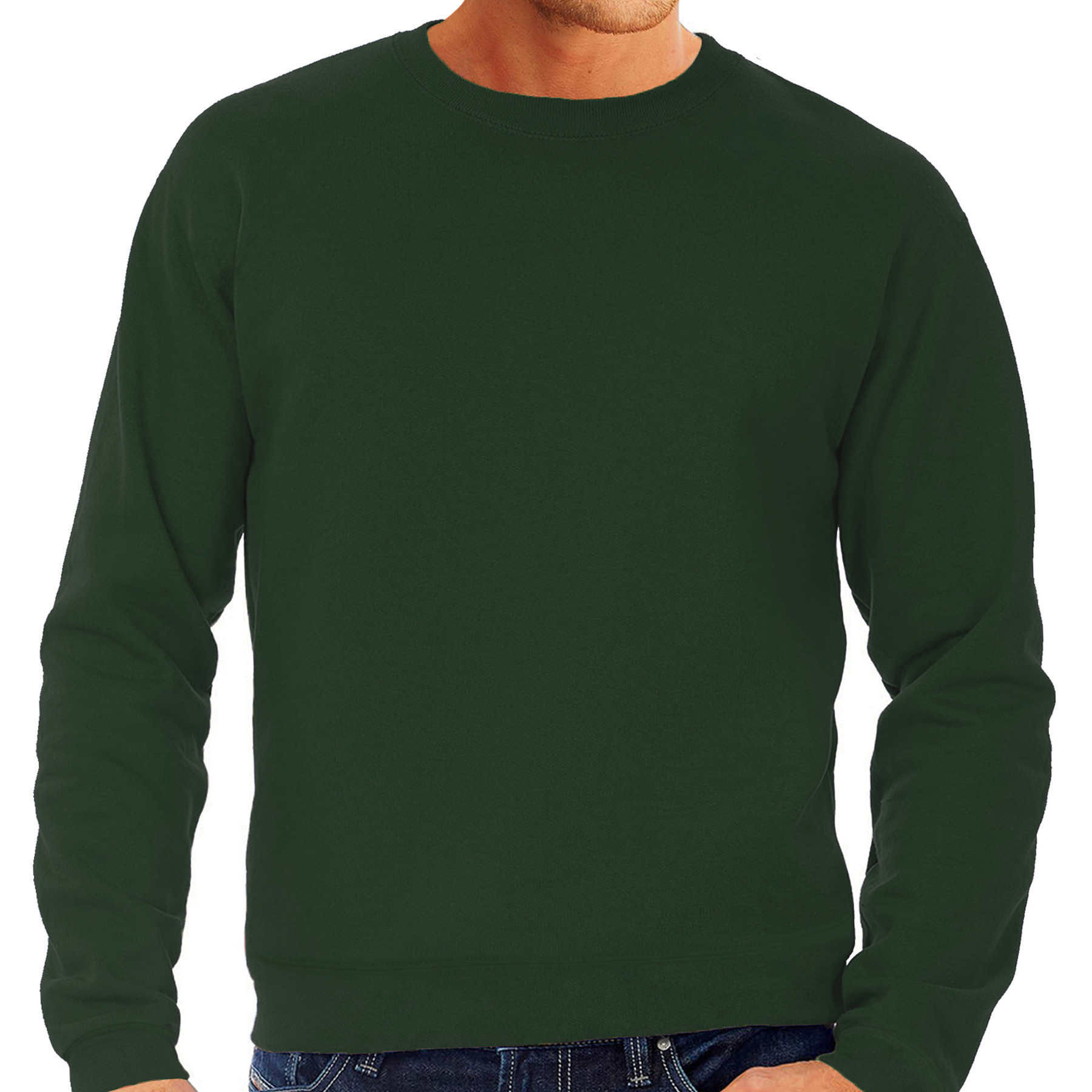 Groene sweater-sweatshirt trui grote maat met ronde hals voor heren