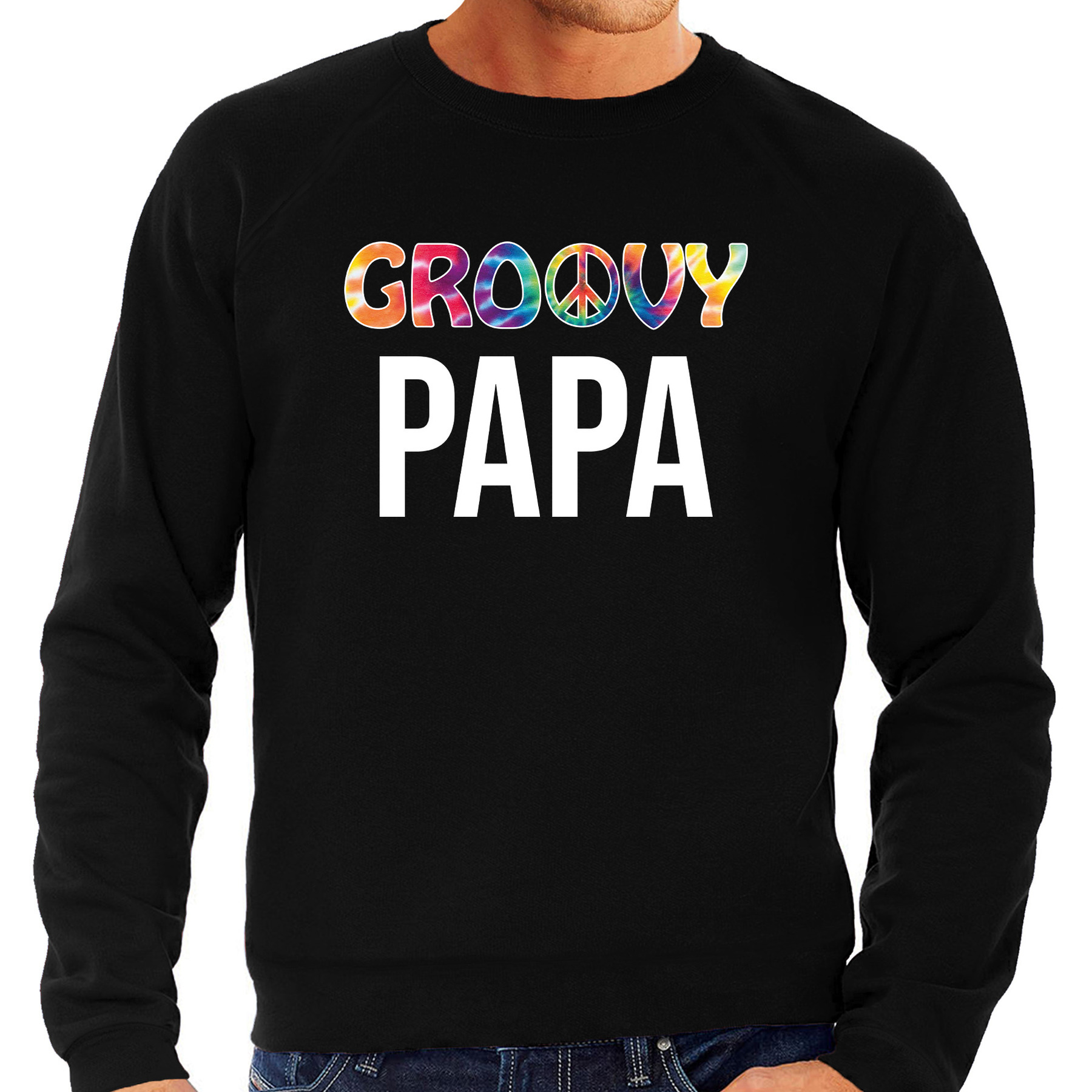 Groovy papa sweater - trui zwart voor heren - vaderdag cadeau truien papa