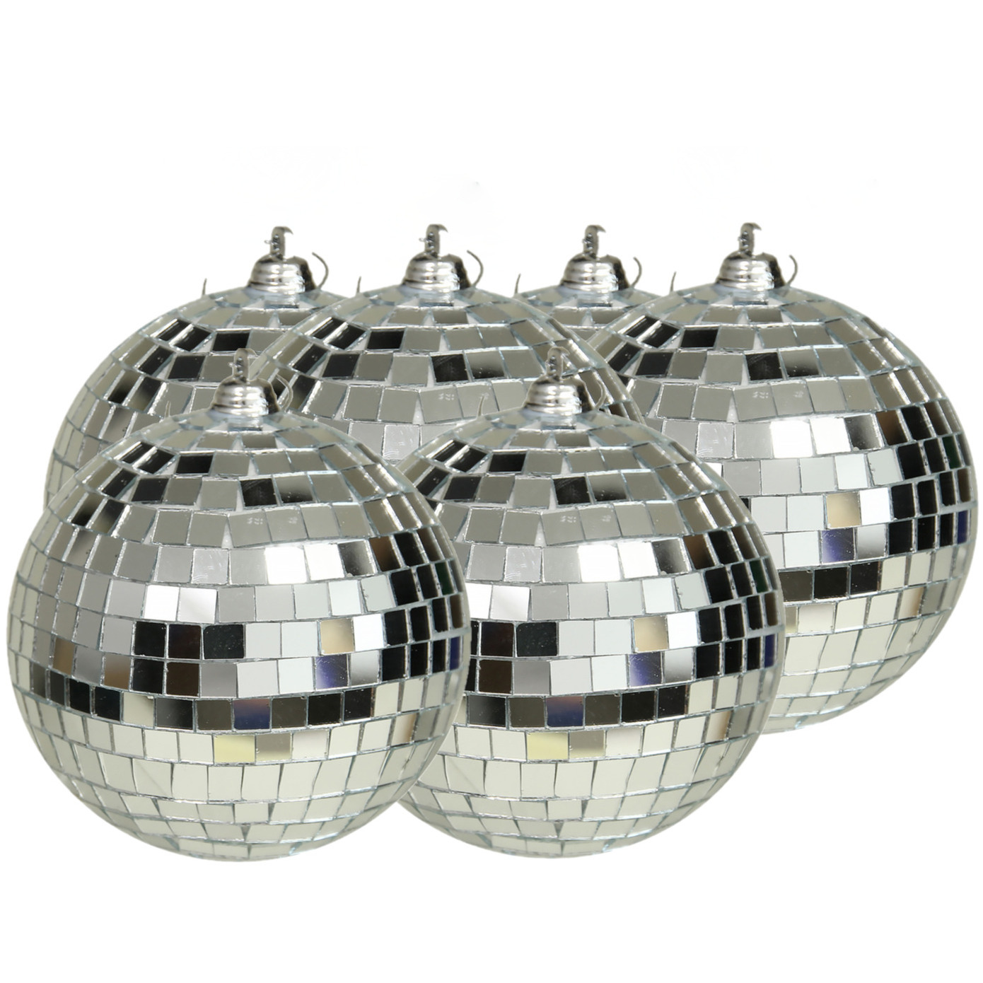 Grote discobal kerstballen 6x stuks zilver 10 cm kunststof