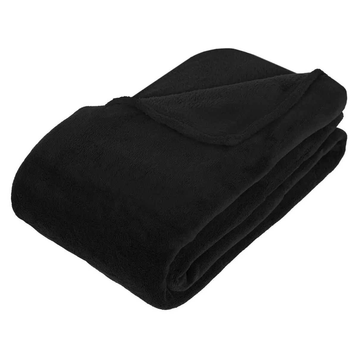 Grote Fleece deken-fleeceplaid zwart 180 x 230 cm polyester