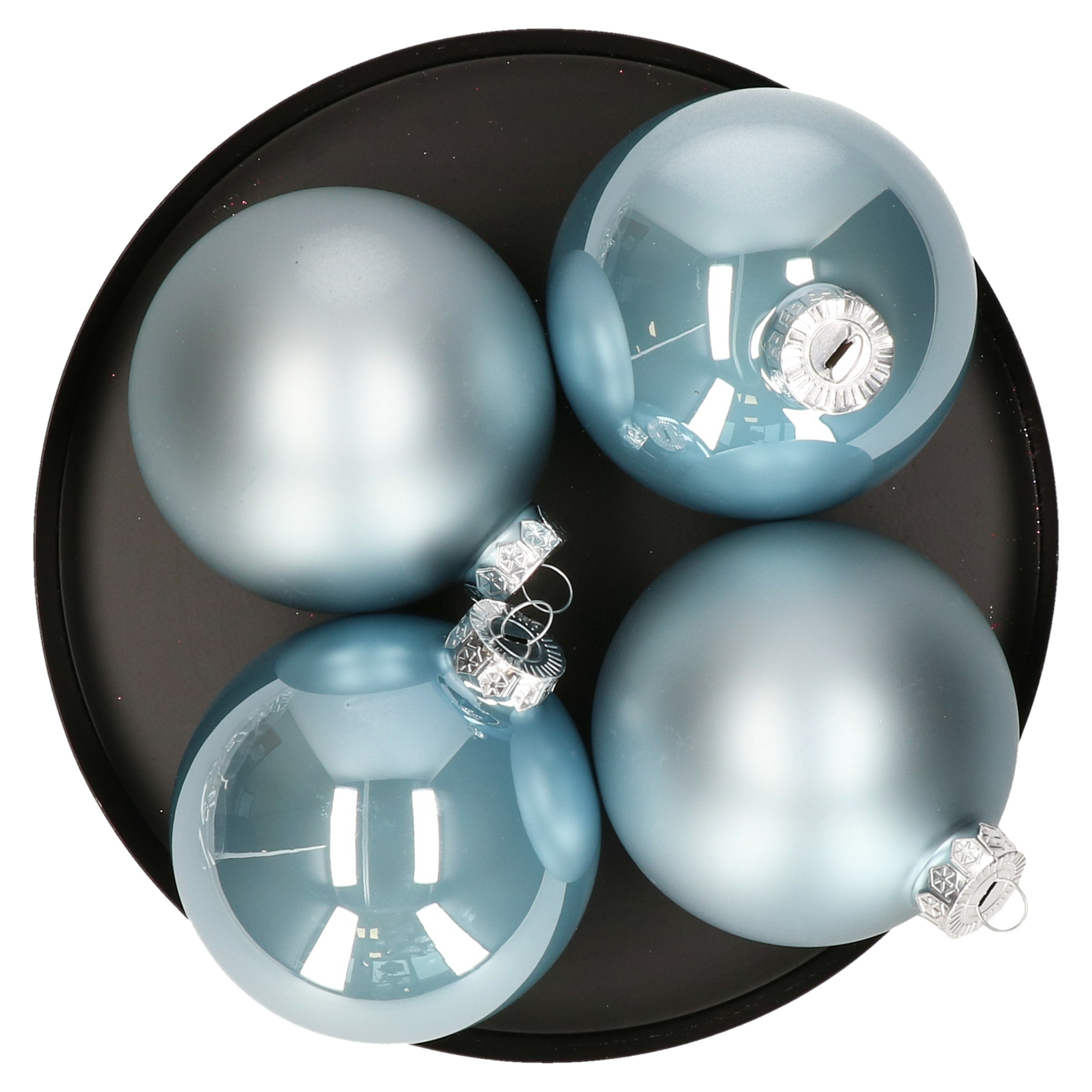 Grote kerstballen 4x st lichtblauw 10 cm glas mat-glans