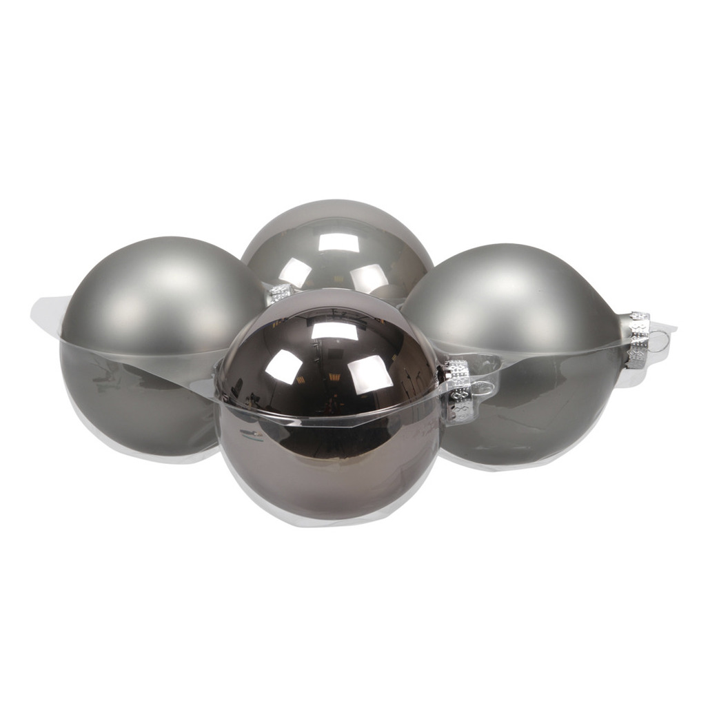 Grote kerstballen 4x st titanium grijs 10 cm glas mat-glans