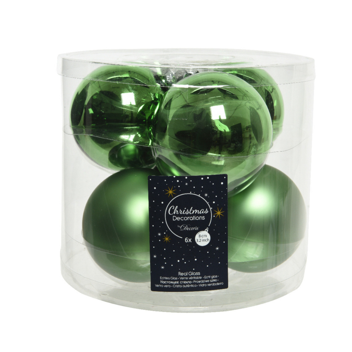 Grote kerstballen 6x st groen 8 cm glas mat-glans kerstversiering