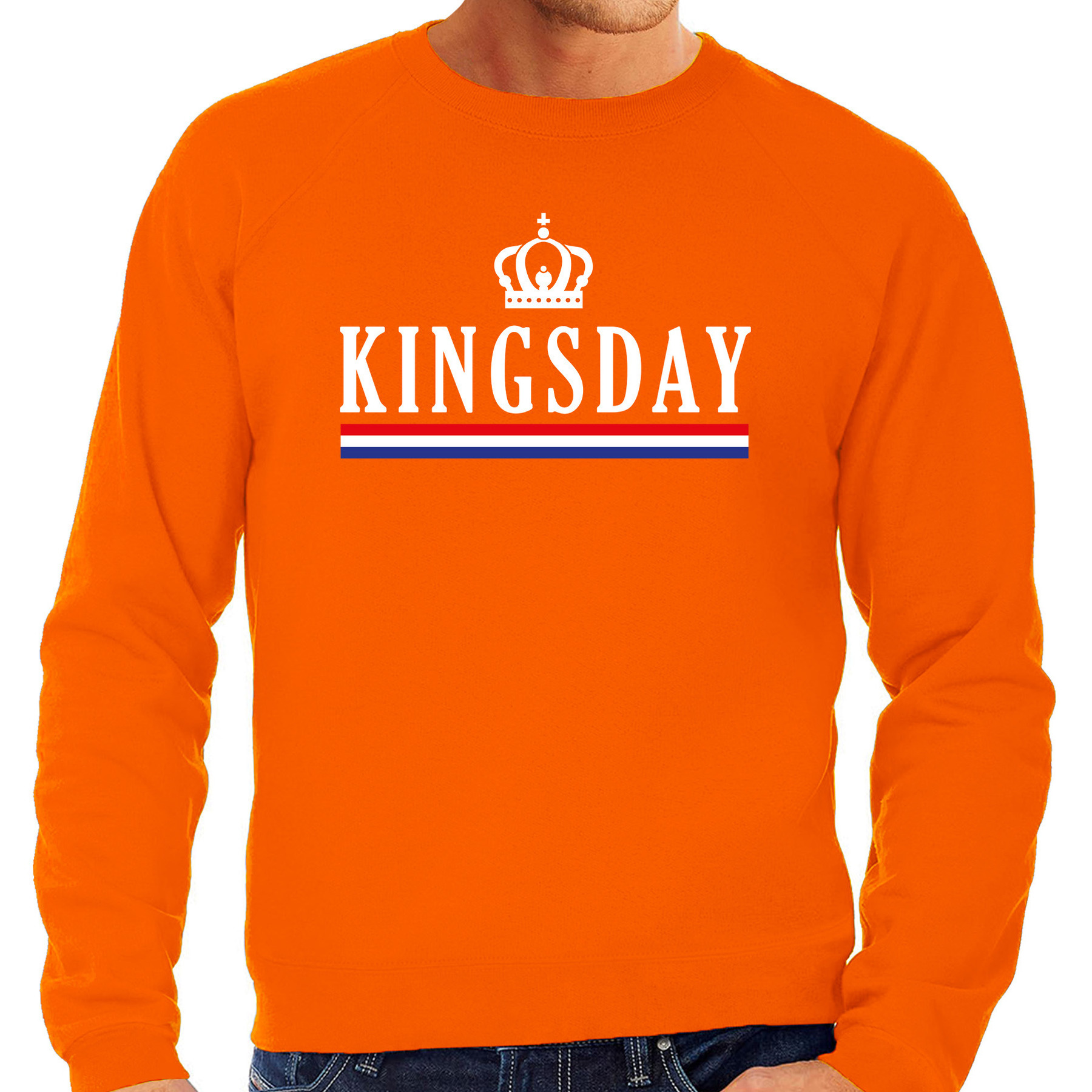 Grote maten Kingsday sweater oranje voor heren Koningsdag truien