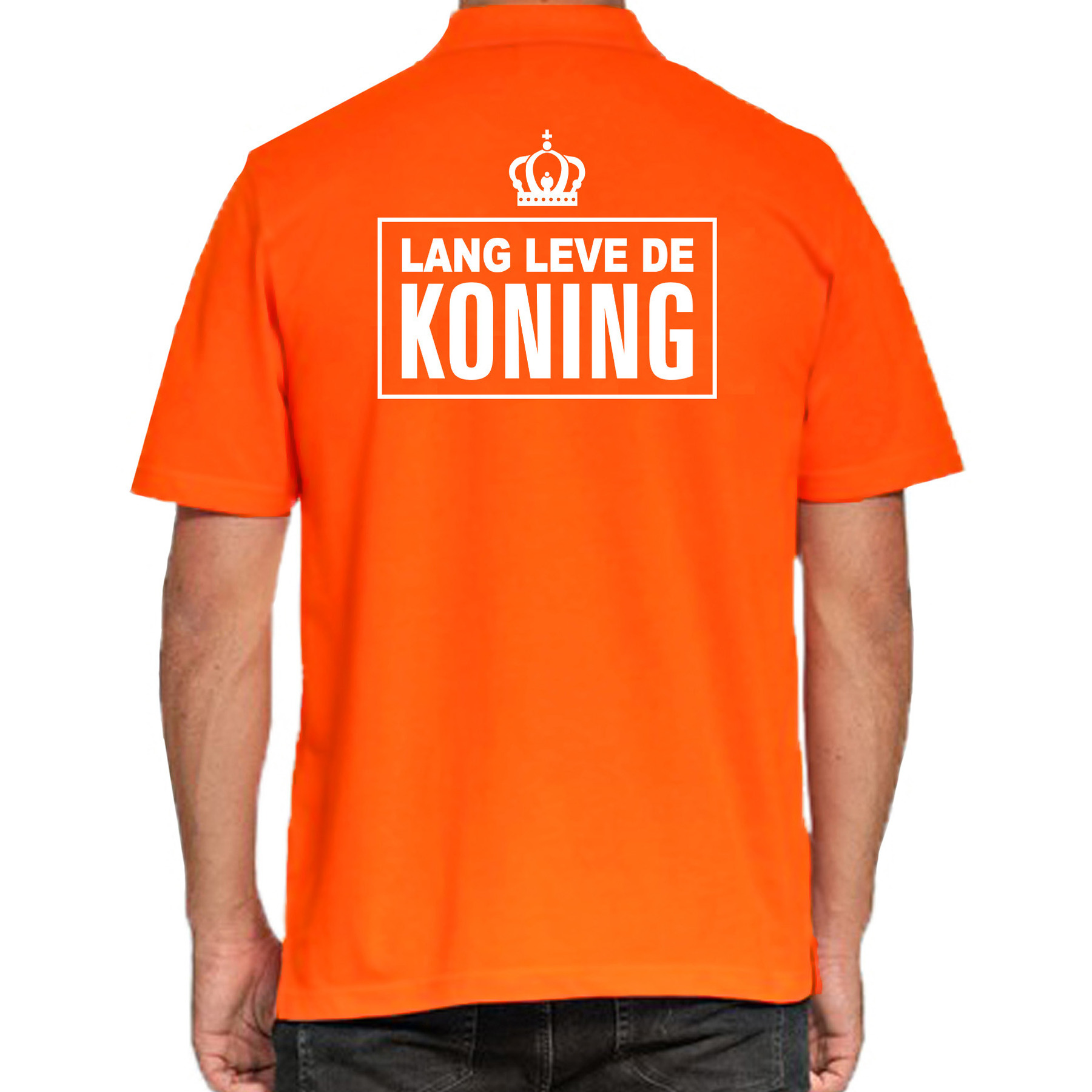 Grote maten Lang leve de Koning polo shirt oranje voor heren Koningsdag polo shirts