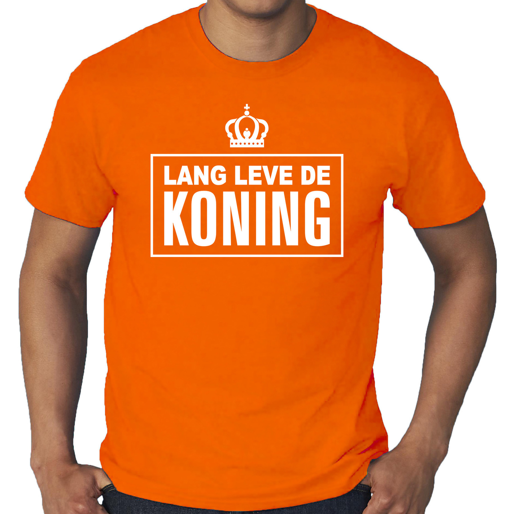 Grote maten Lang leve de Koning t-shirt oranje voor heren Koningsdag shirts