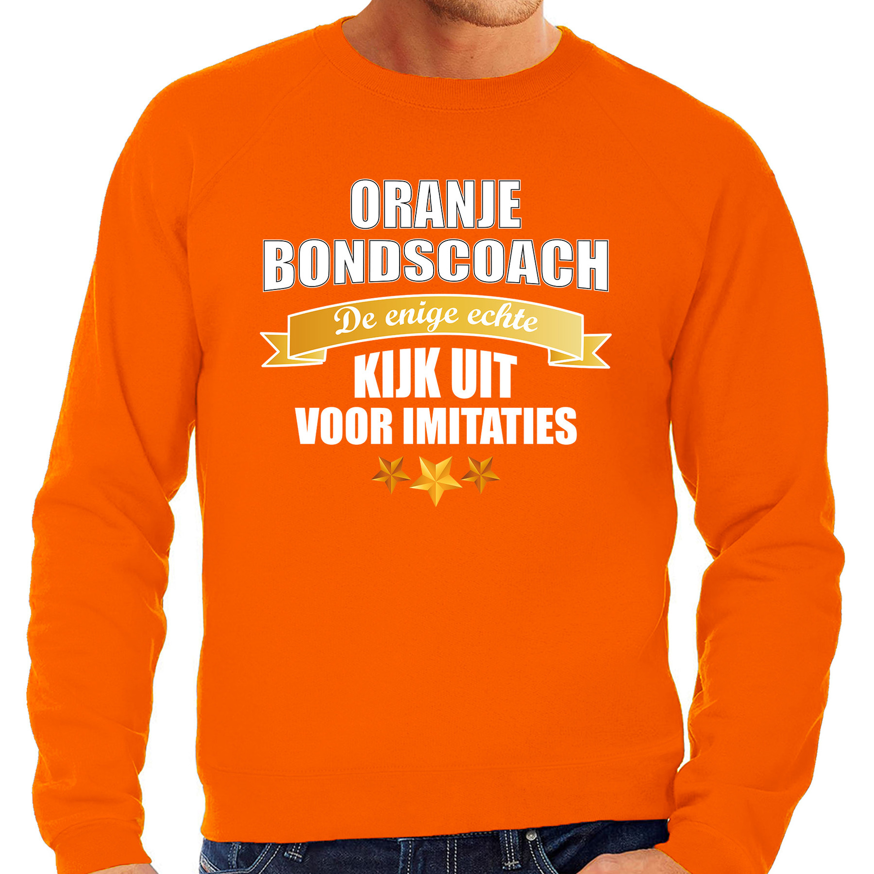Grote maten oranje sweater-trui Holland -Nederland supporter de enige echte bondscoach EK-WK heren