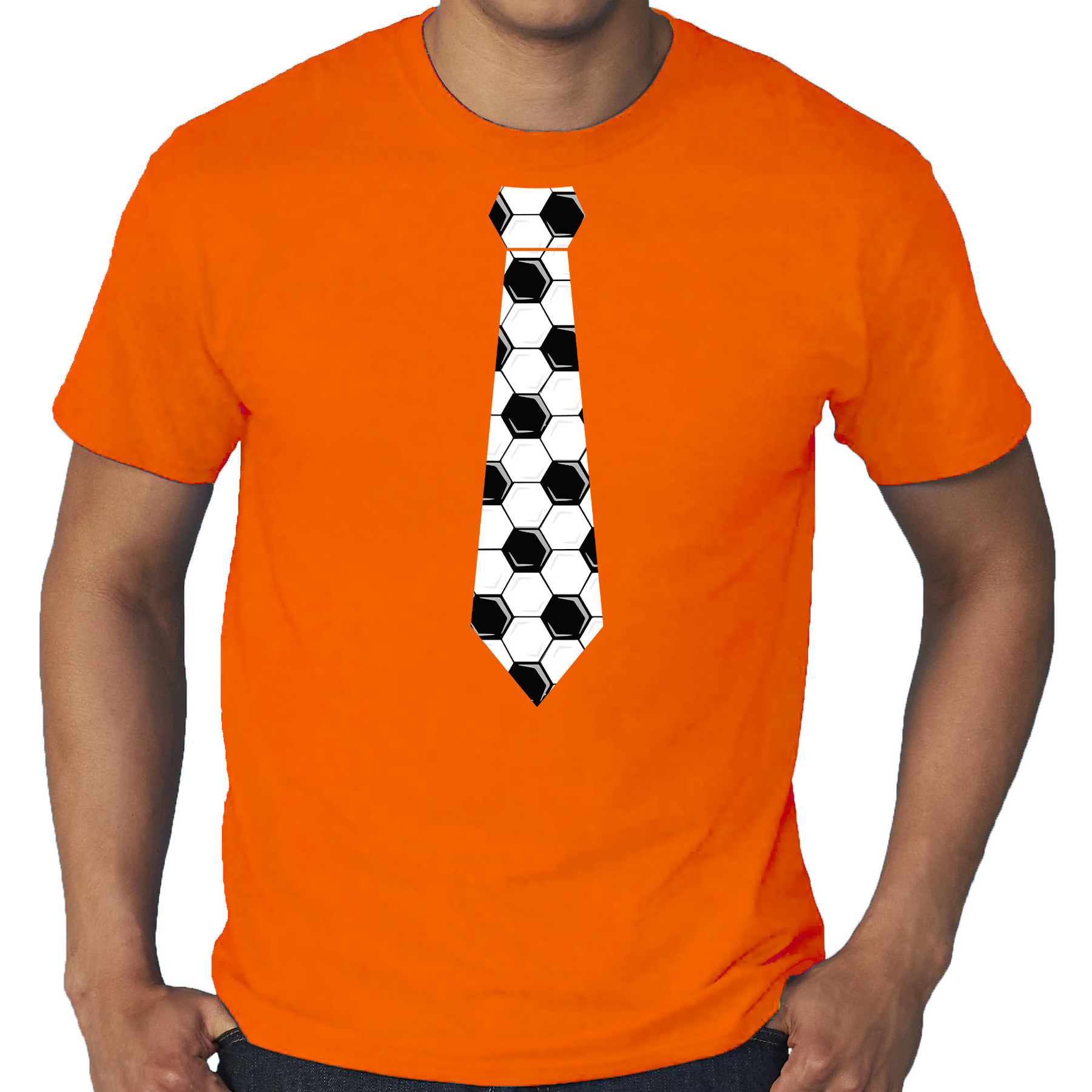 Grote maten oranje t-shirt Holland-Nederland supporter voetbal stropdas EK- WK voor heren