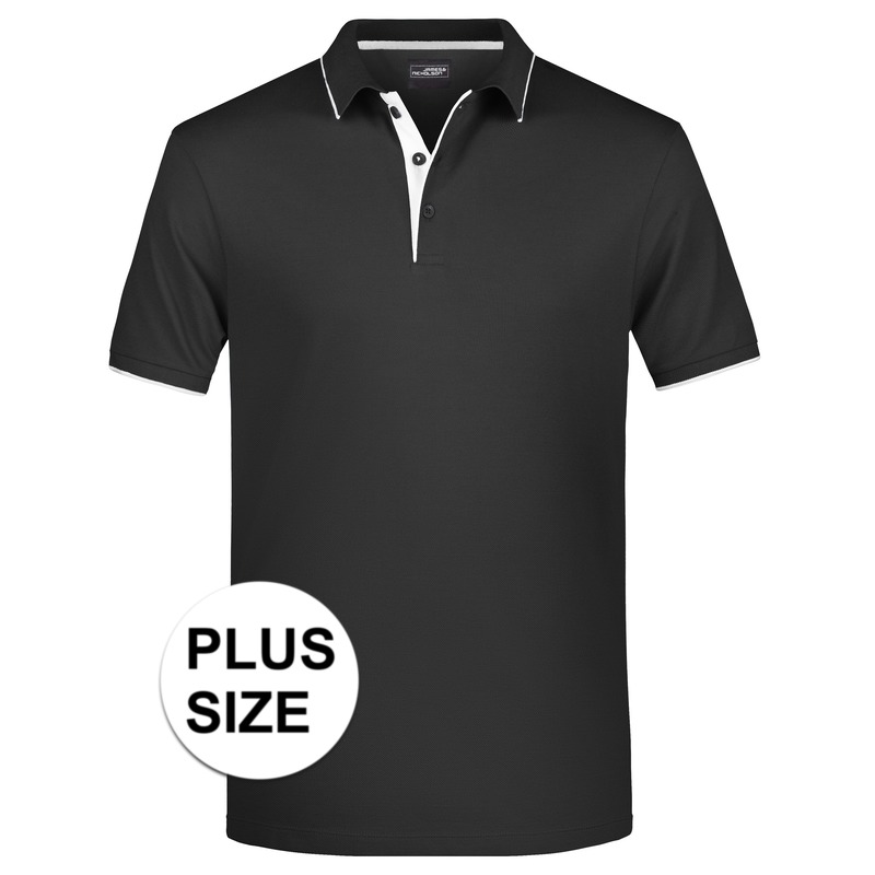 Grote maten polo shirt Golf Pro premium zwart/wit voor heren