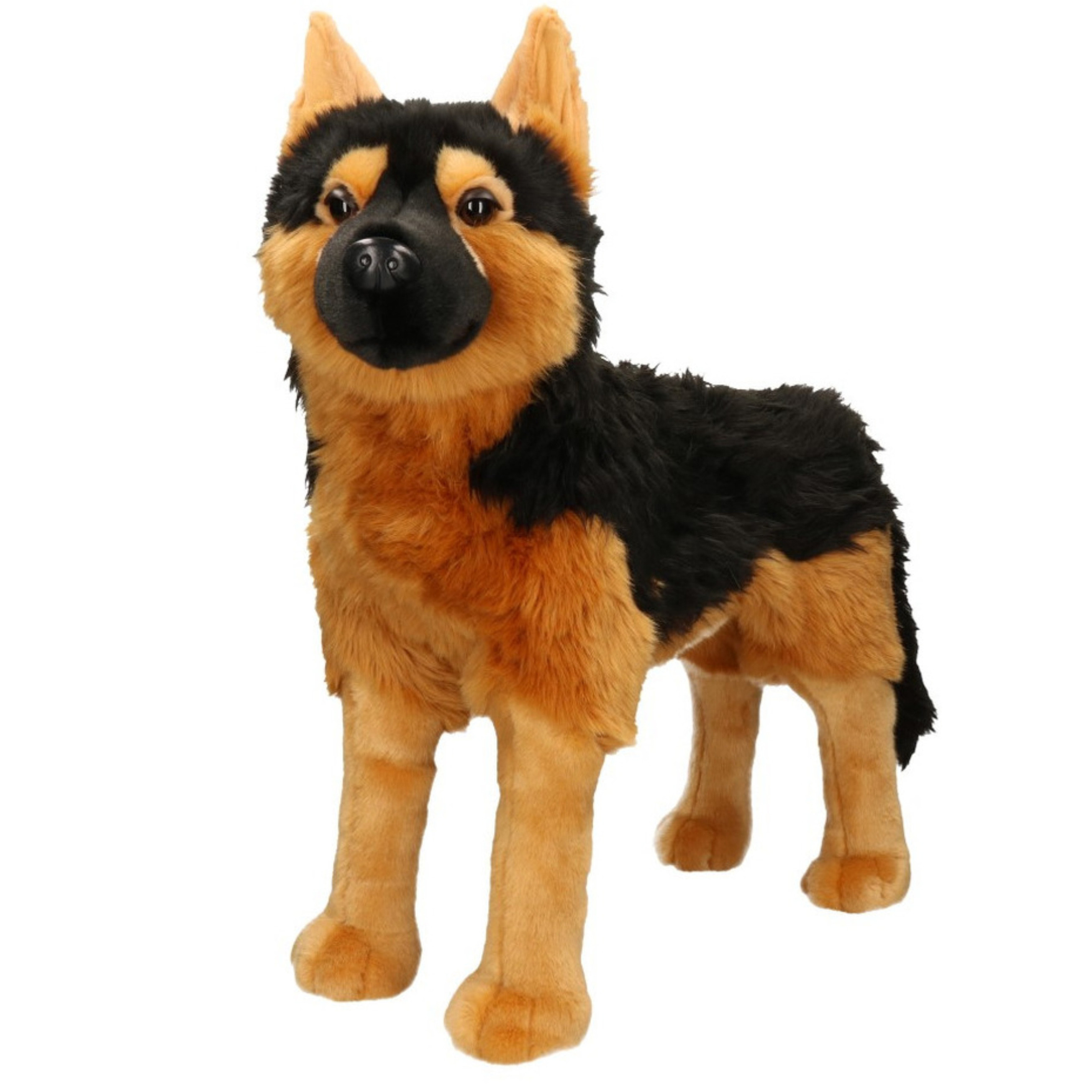 Afbeelding van Grote pluche bruin/zwarte Duitse Herder hond staand knuffel 53 cm speelgoed