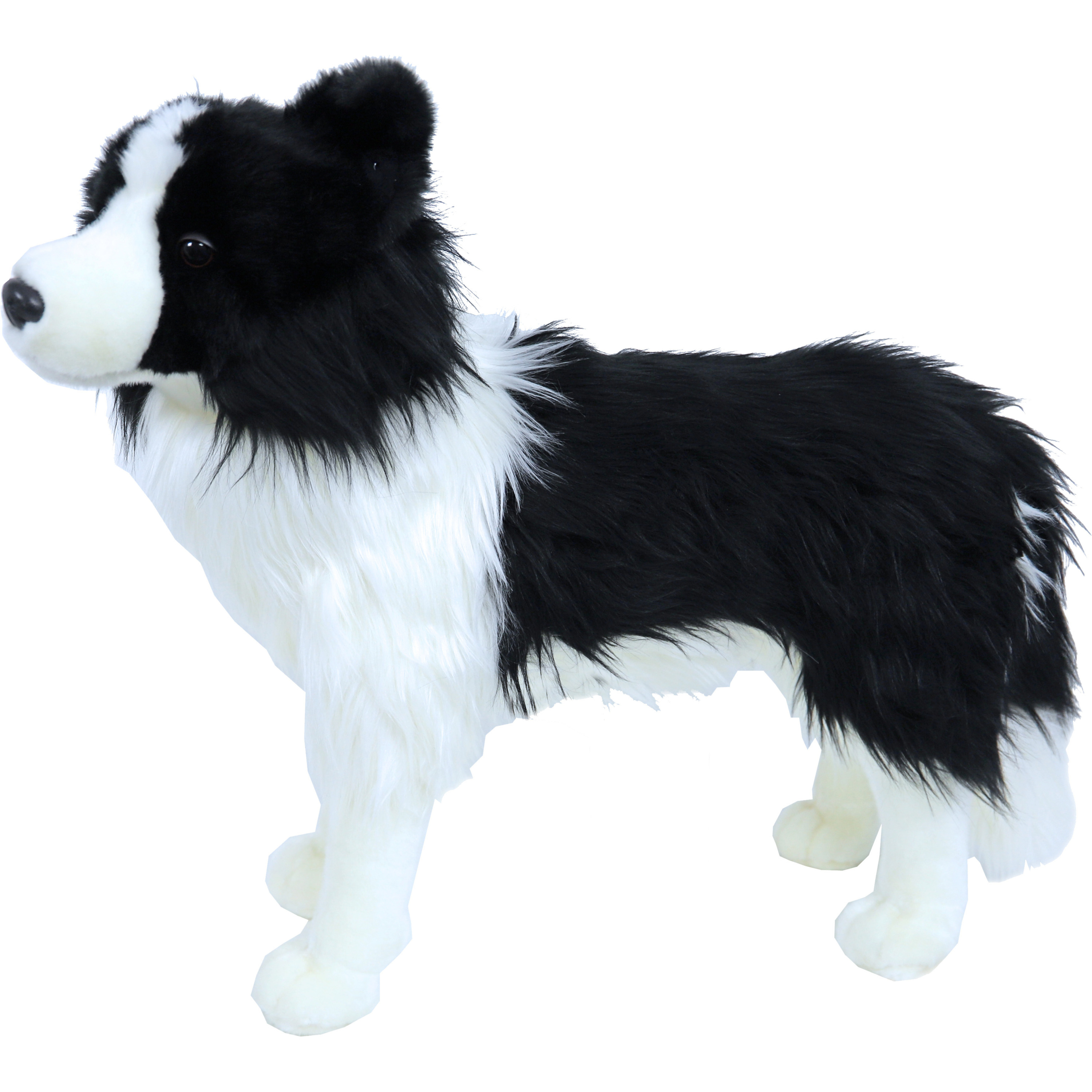 Afbeelding van Grote pluche zwart/witte Border Collie hond staand knuffel 53 cm speelgoed