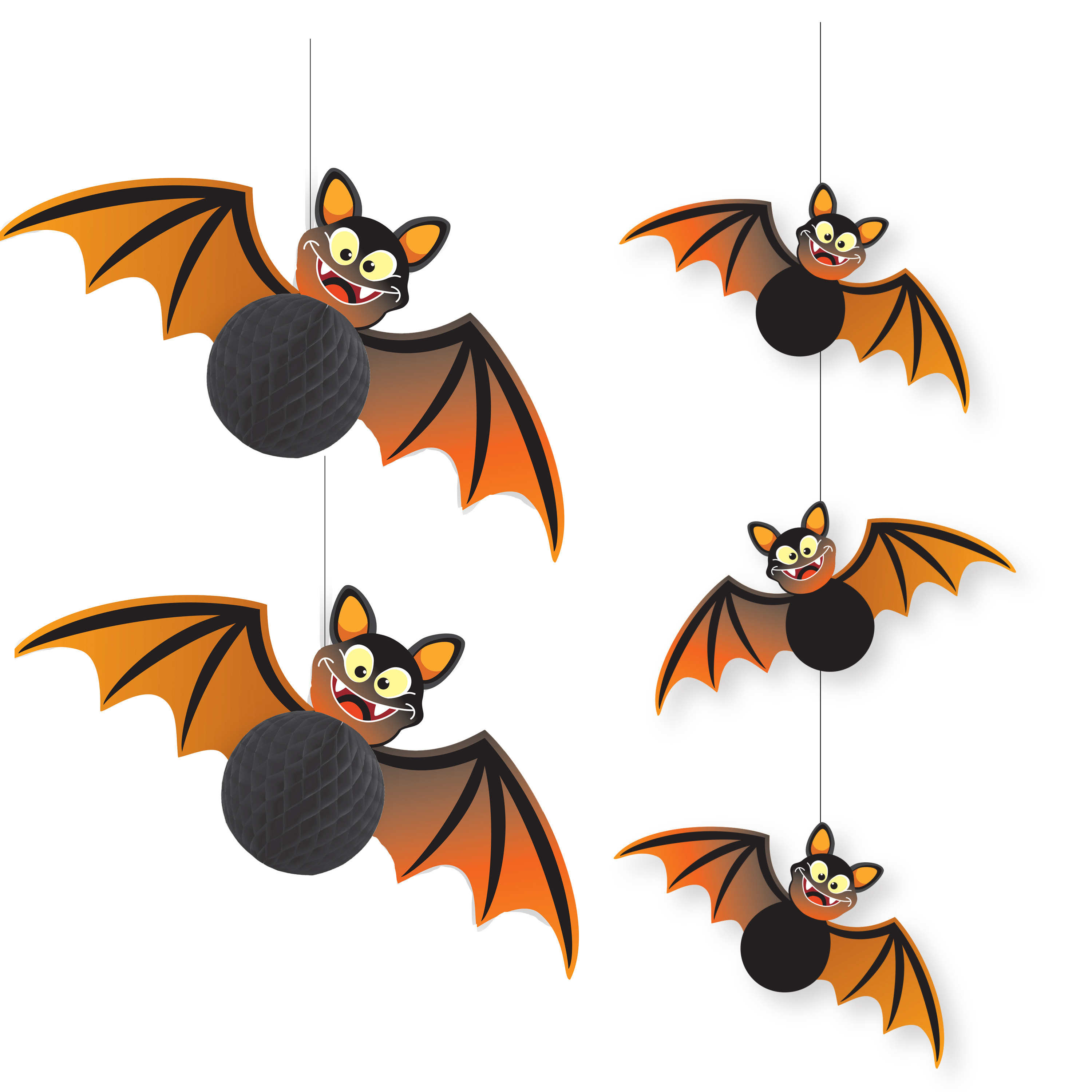 Guirca - Halloween thema hangende vleermuizen decoraties set 5-delig zwart/oranje