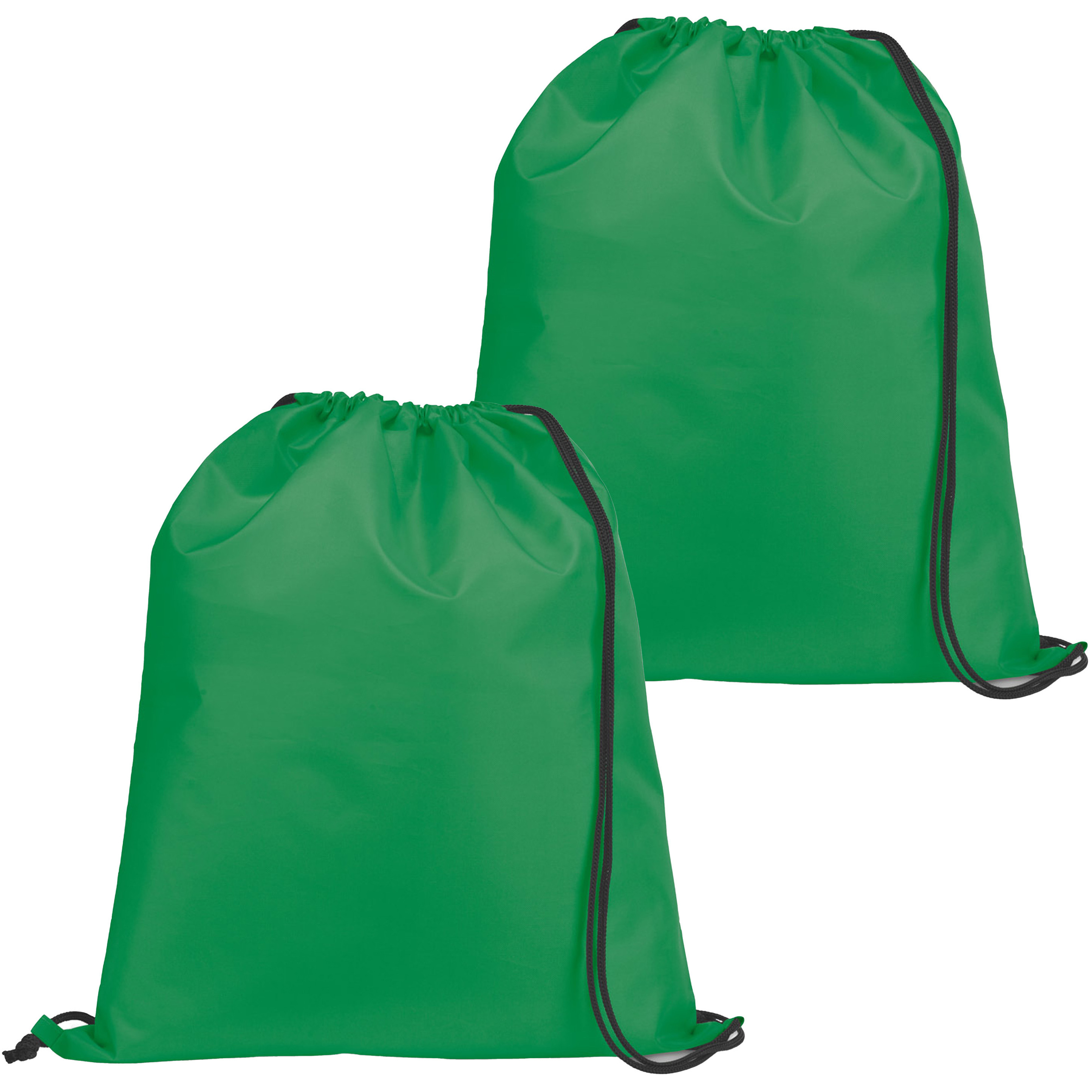 Gymtas-lunchtas-zwemtas met rijgkoord 2x voor kinderen groen 35 x 41 cm