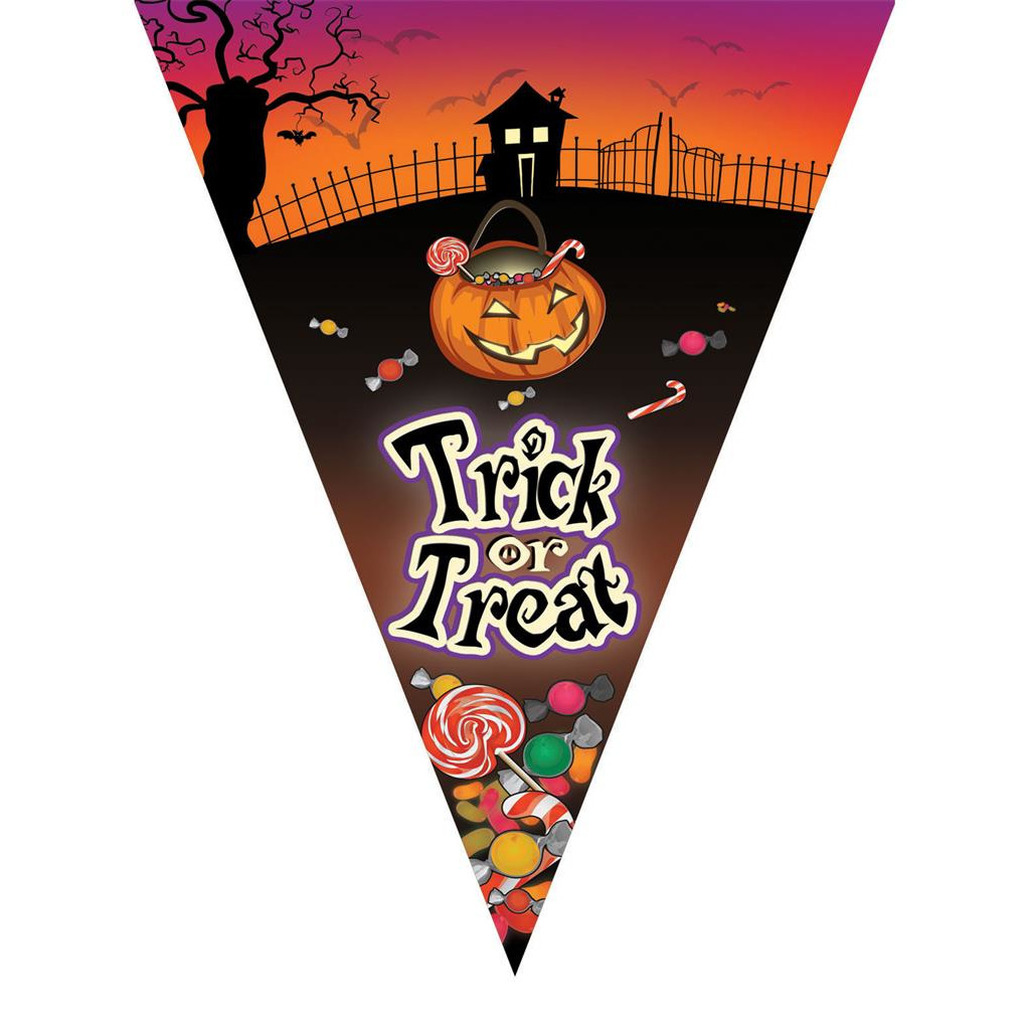 Halloween - 2x stuks halloween thema vlaggetjes slinger/vlaggenlijn van 5 meter