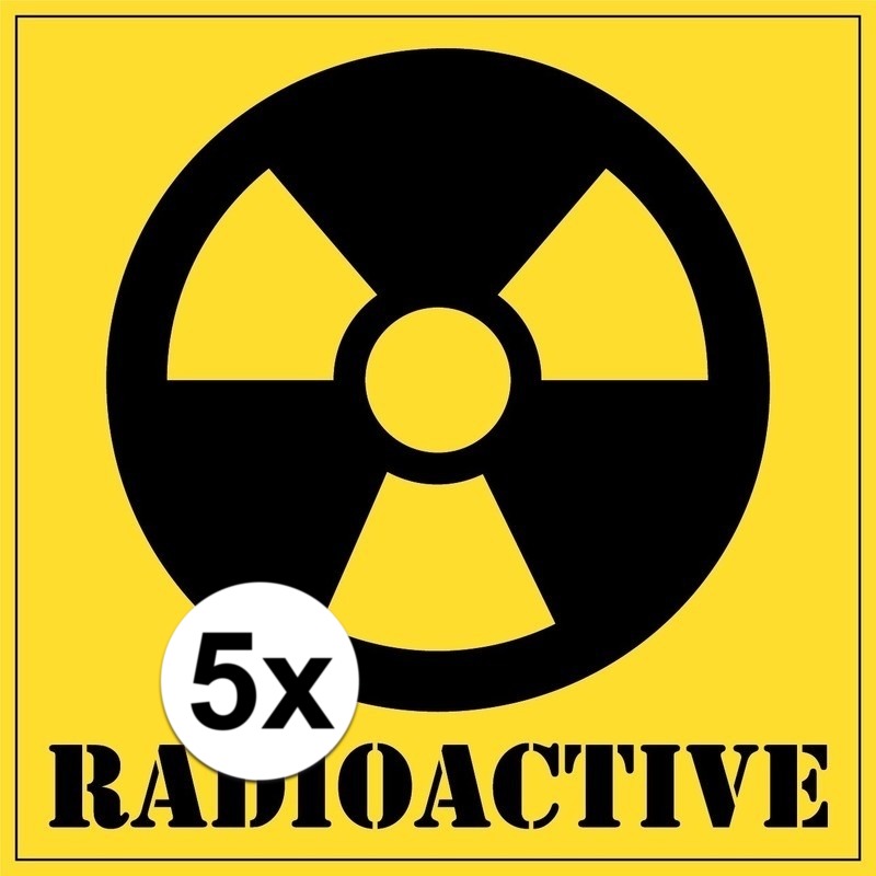 Halloween - 5x stuks halloween radioactive gevaren stickers