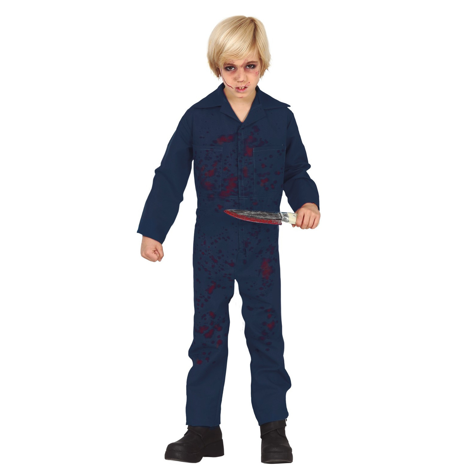 Halloween - Blauw horror moordenaar verkleed kostuum - jumpsuit voor kinderen