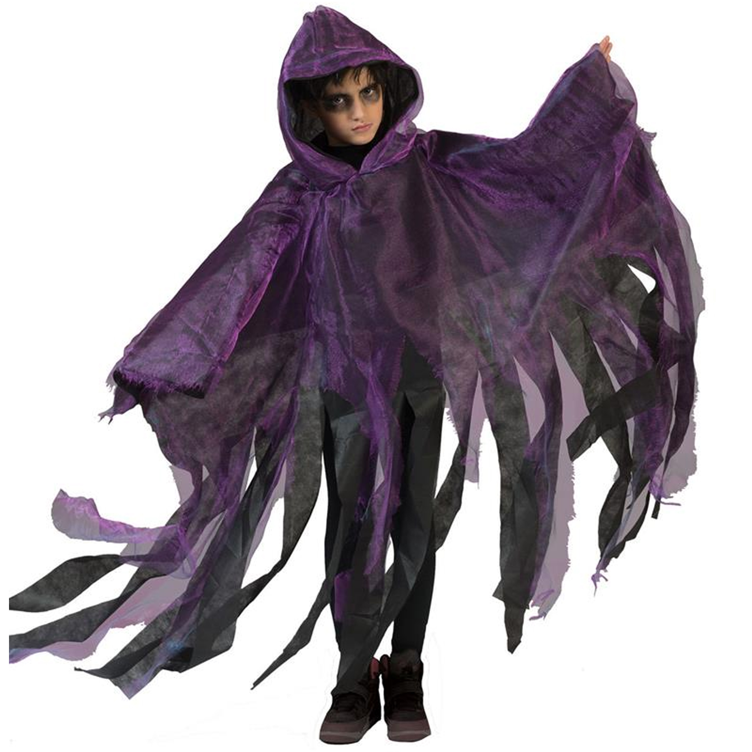 Halloween - Funny Fashion Halloween verkleed cape/gewaad met kap - Spook/geest - Paars - Voor kinder