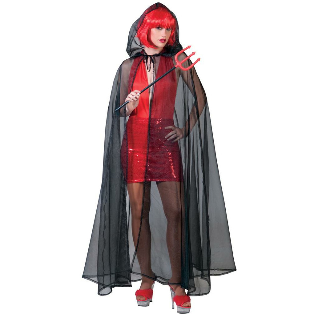 Halloween - Funny Fashion Halloween verkleed cape met kap - mesh stof - Dames kostuum/kleding