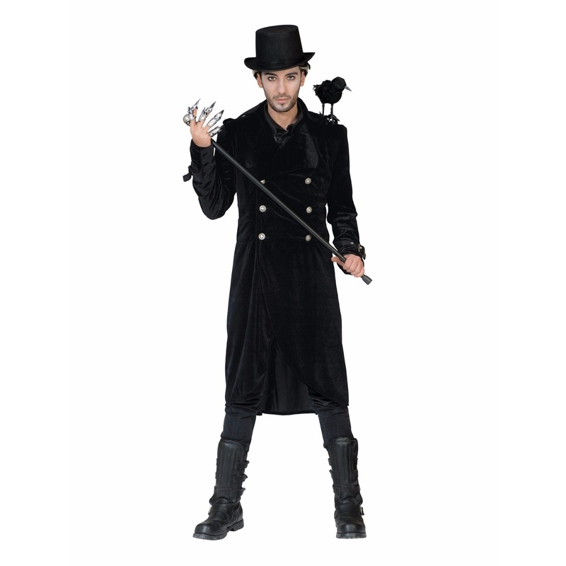 Halloween - Gothic zwarte lange jas met gespen