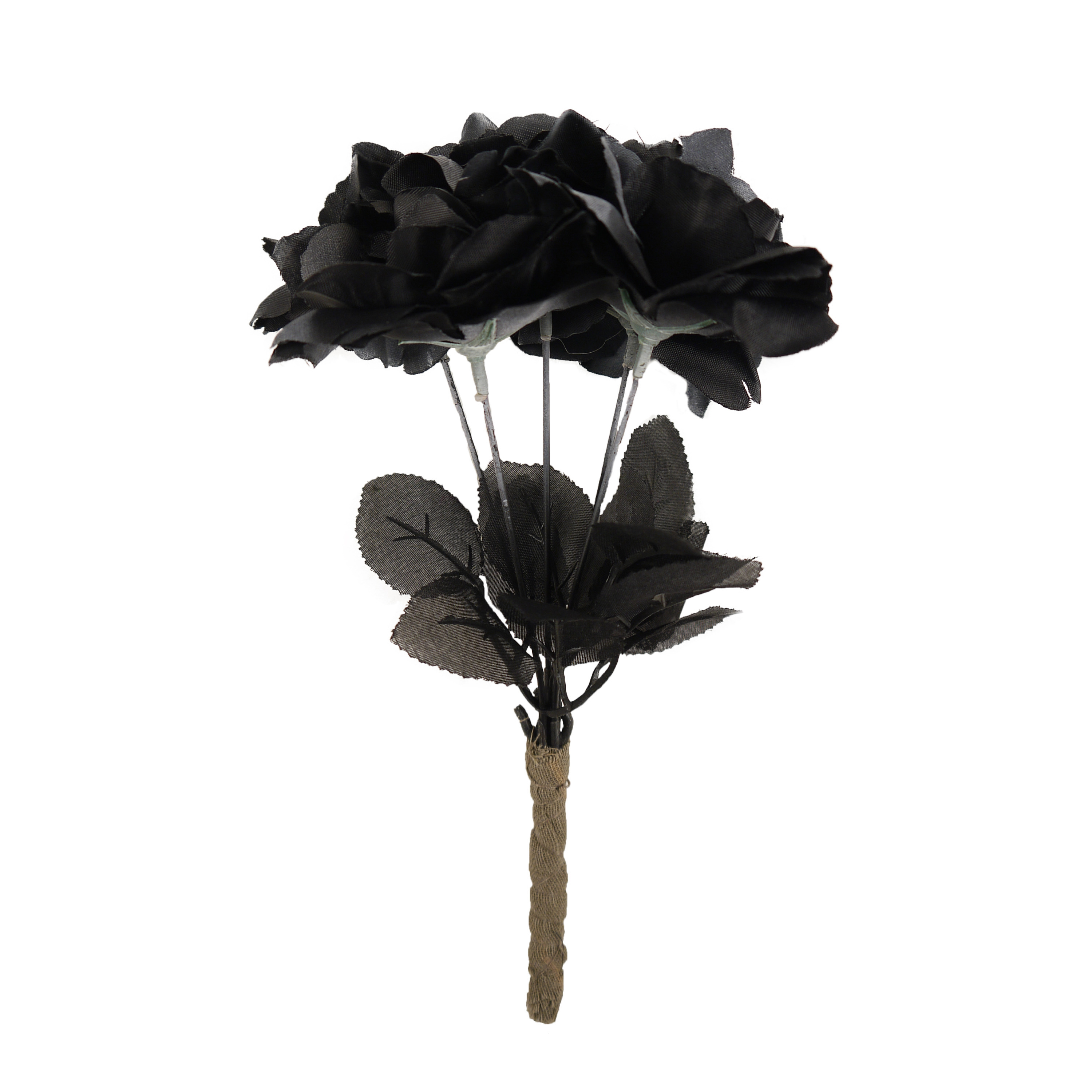Halloween - Halloween accessoires bloemen boeket - zwarte rozen - 35 cm