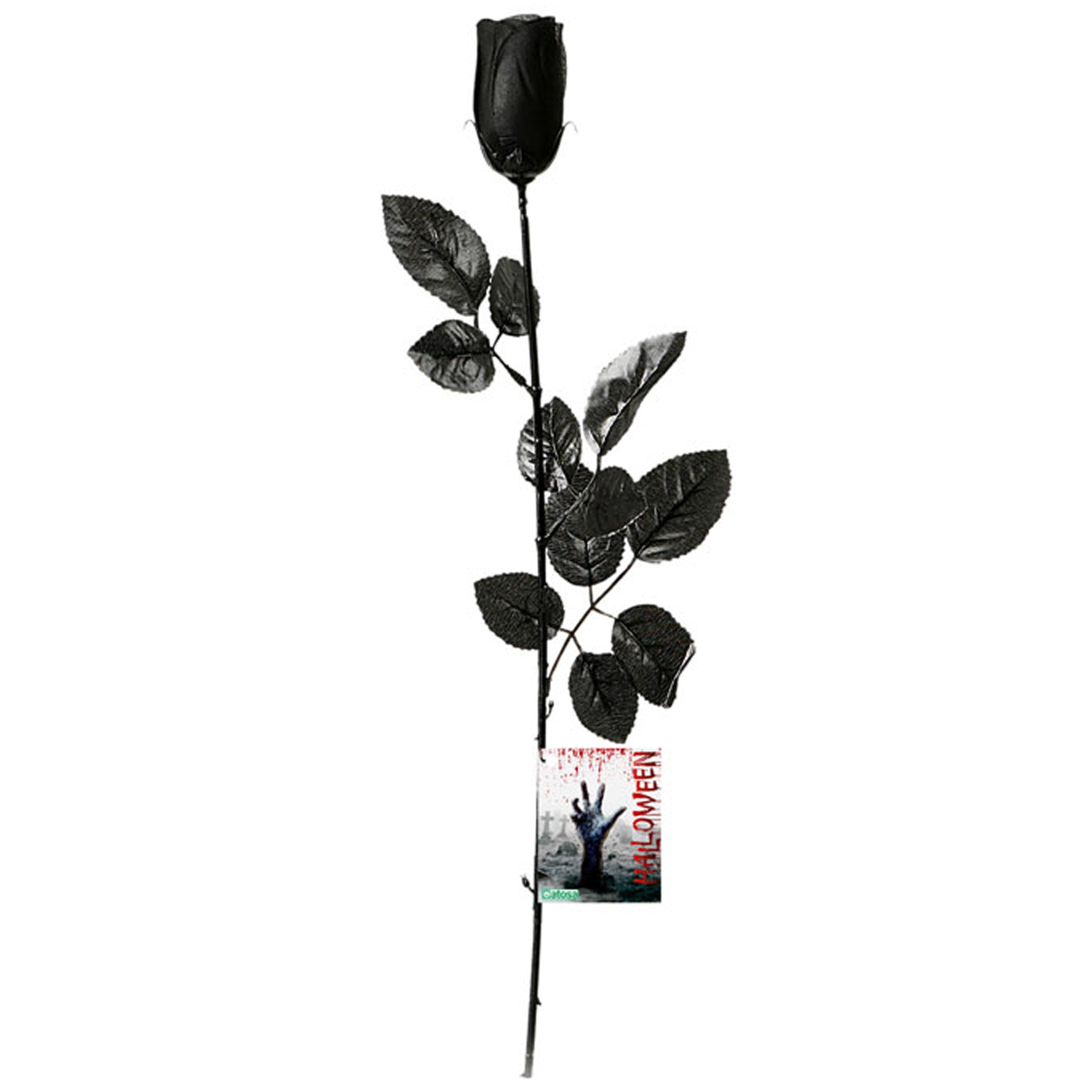 Halloween - Halloween accessoires bloemen - zwarte rozen met blaadjes - 53 cm