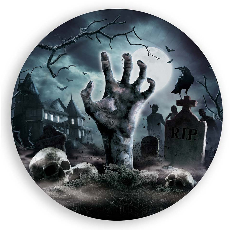 Halloween - Halloween/horror begrafenis bordjes - 6x - zwart - papier - D23 cm