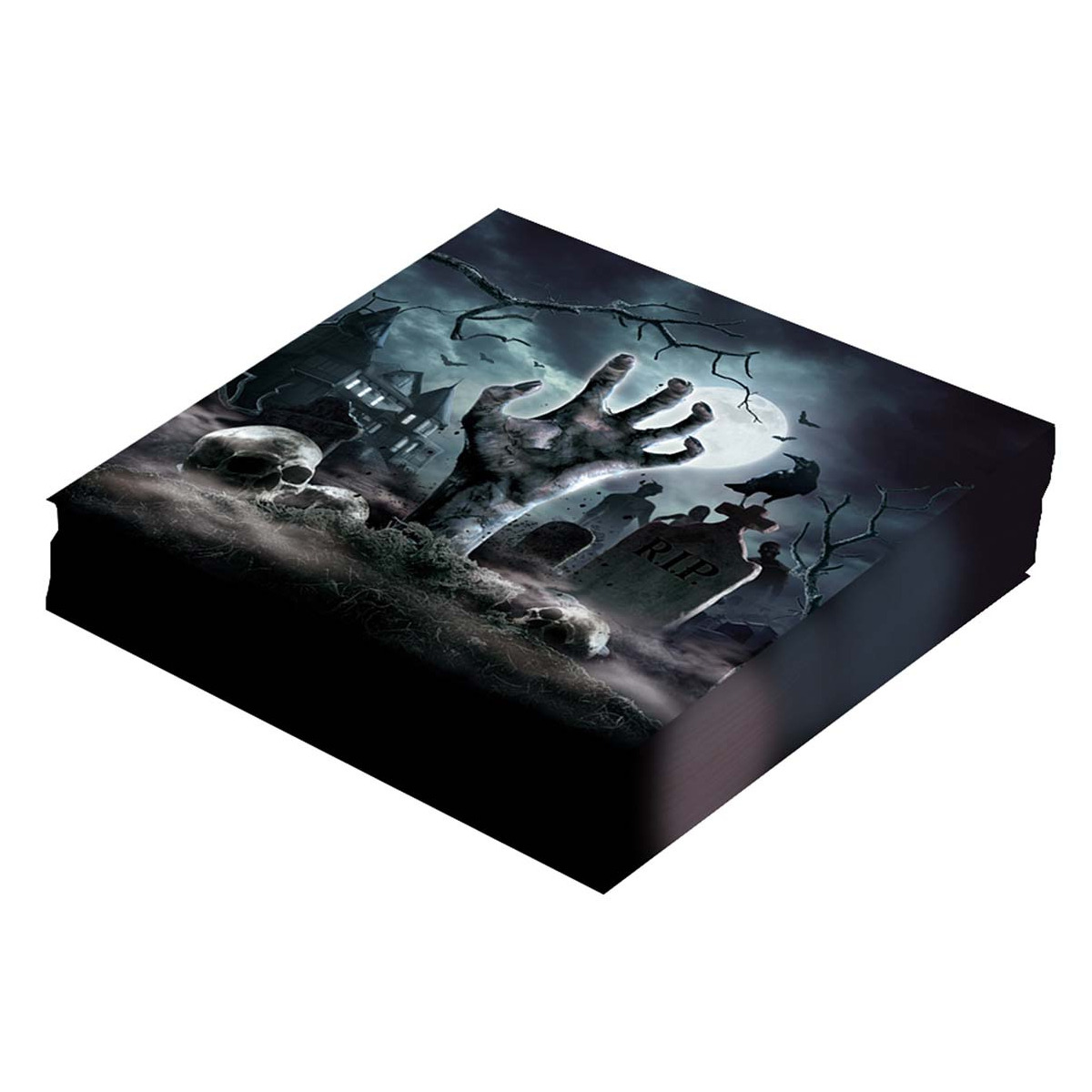 Halloween - Halloween/horror begrafenis servetten - 12x - zwart - papier - 33 x 33 cm