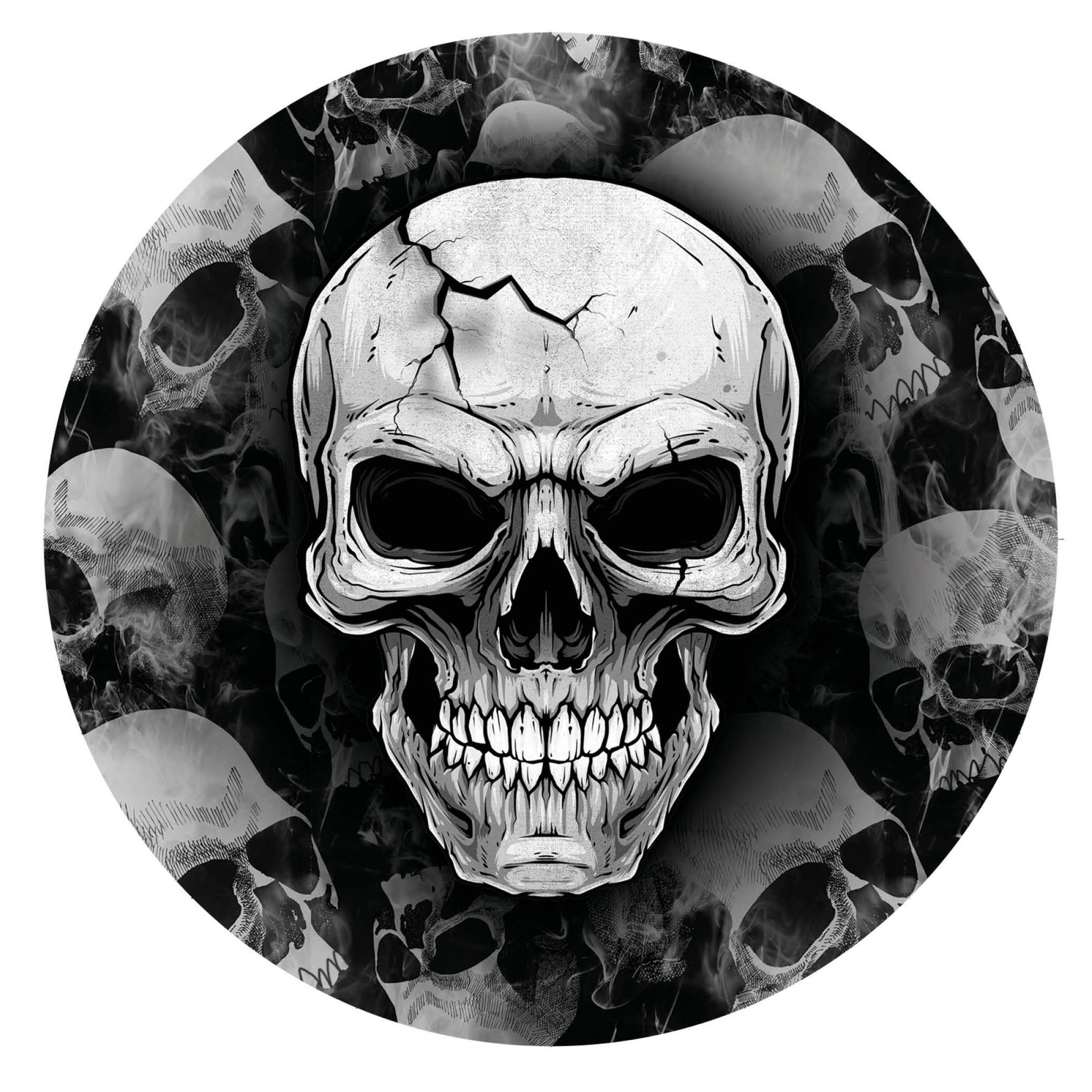 Halloween - Halloween/horror schedel/doodshoofd bordjes - 6x - zwart - papier - D23 cm