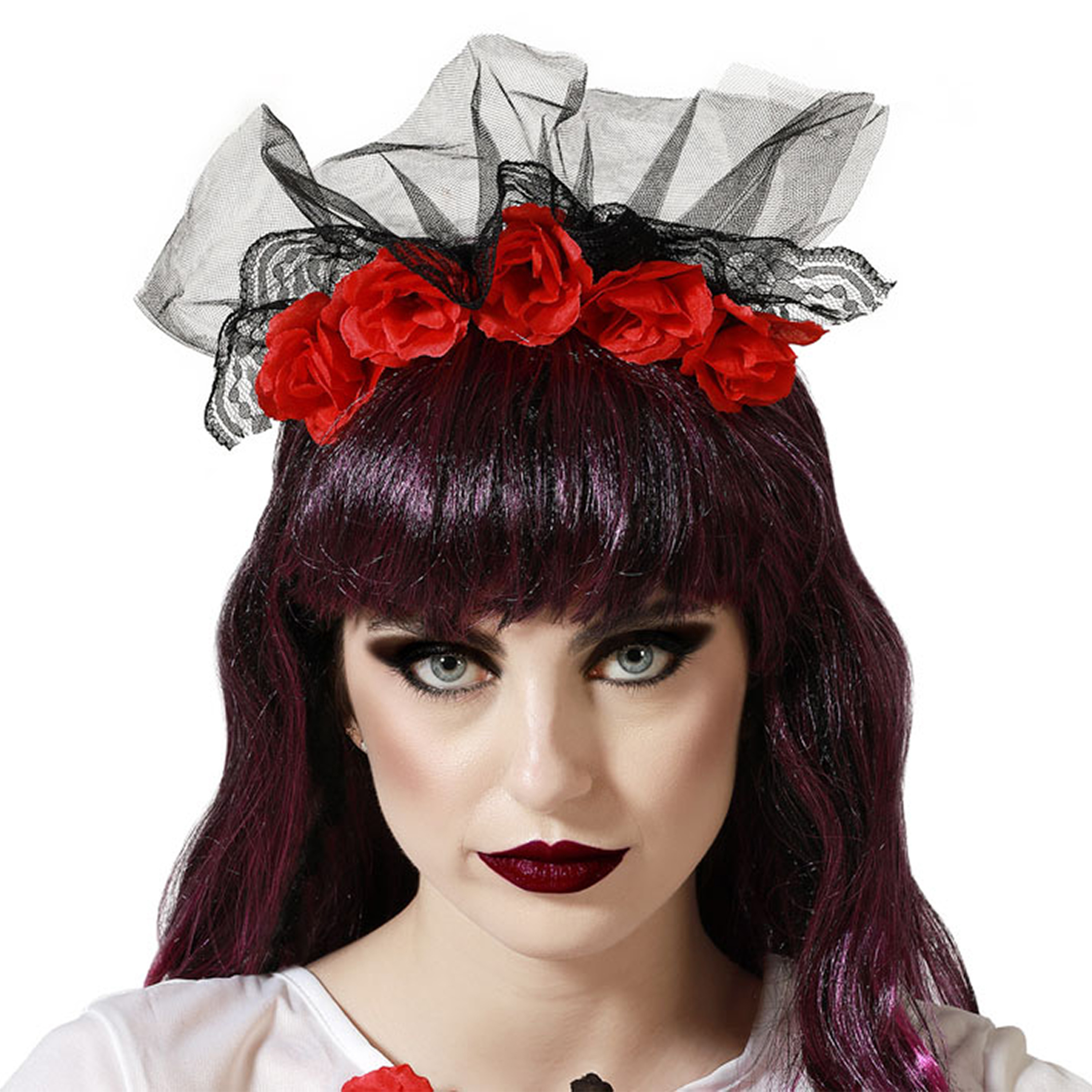 Halloween - Halloween/horror verkleed diadeem/tiara/bloemenkrans - zombie/heks/lady - kunststof - dames/meisjes