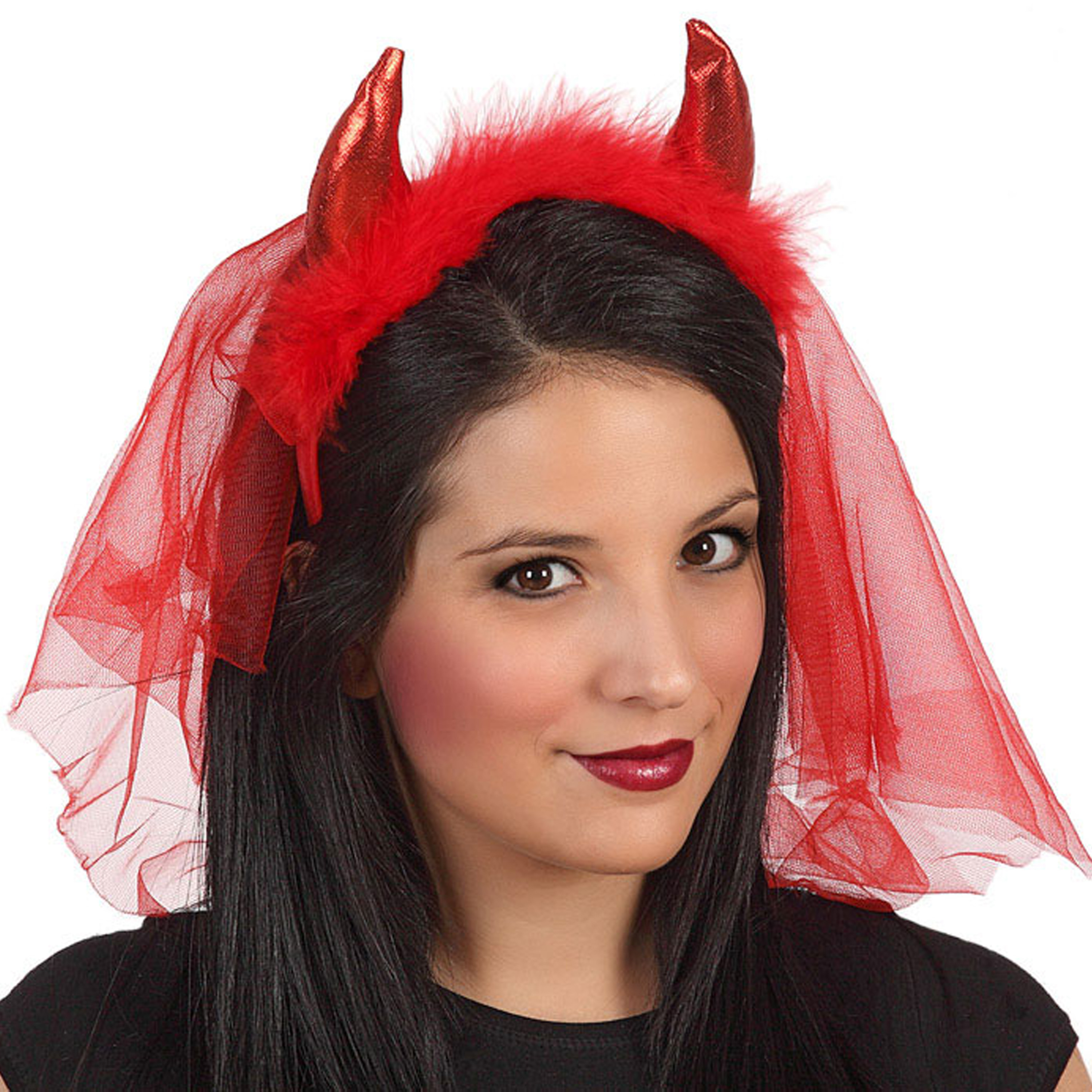 Halloween - Halloween/horror verkleed diadeem/tiara - duivel hoorns/sluier - kunststof - dames/meisjes
