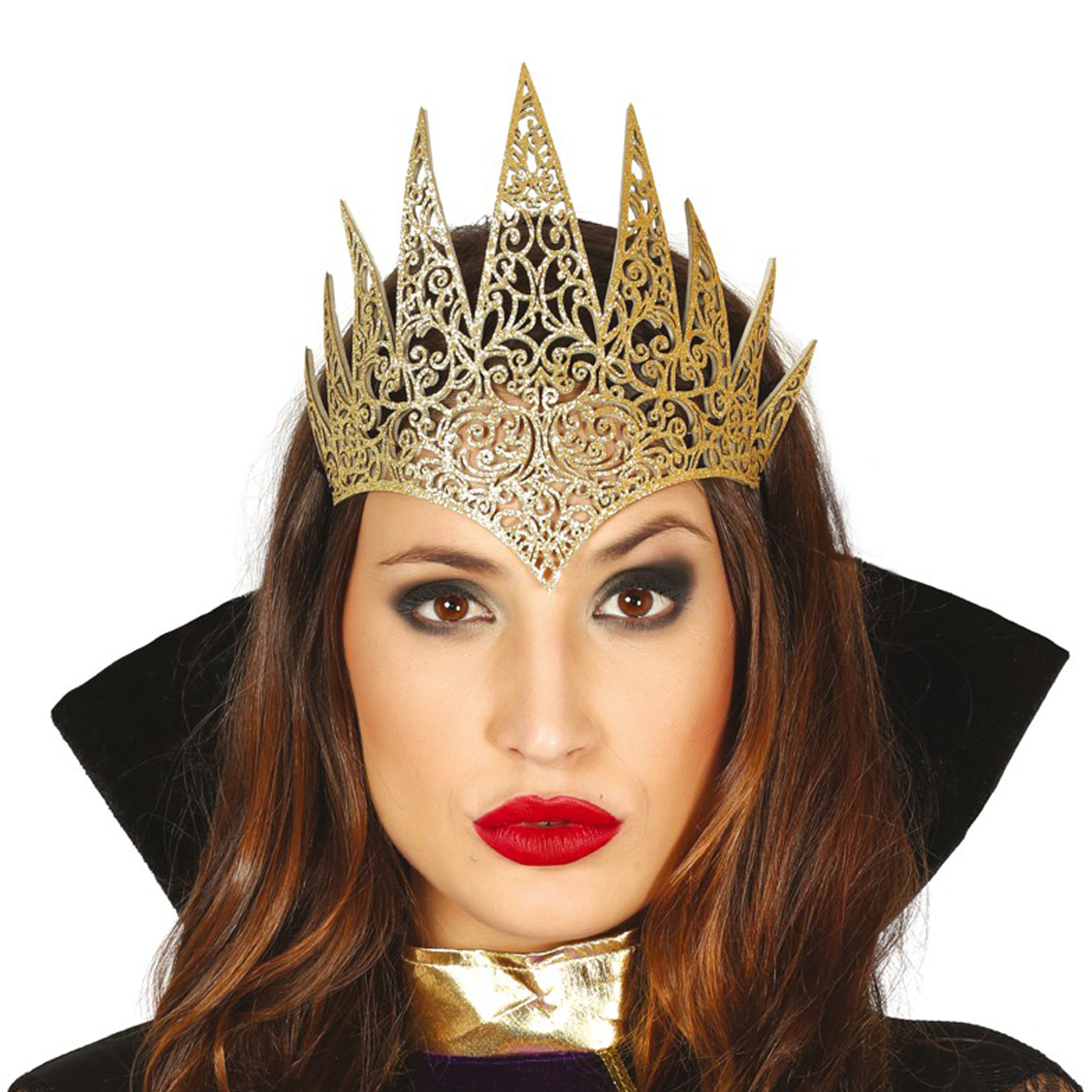 Halloween - Halloween/horror verkleed diadeem/tiara Evil Queen - gouden kroon - kunststof - dames/meisjes