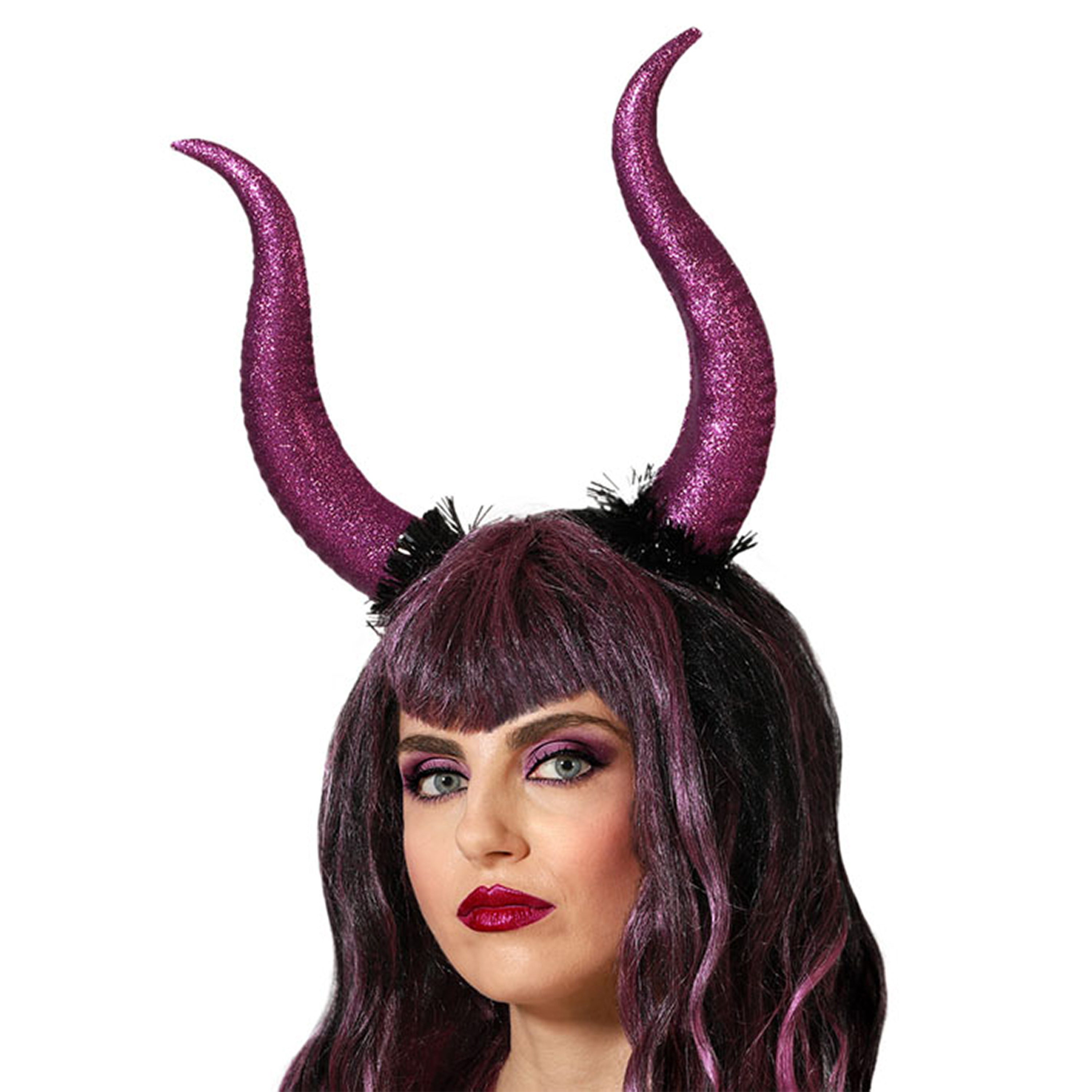 Halloween - Halloween/horror verkleed diadeem/tiara - grote duivel hoorns - kunststof - dames/meisjes