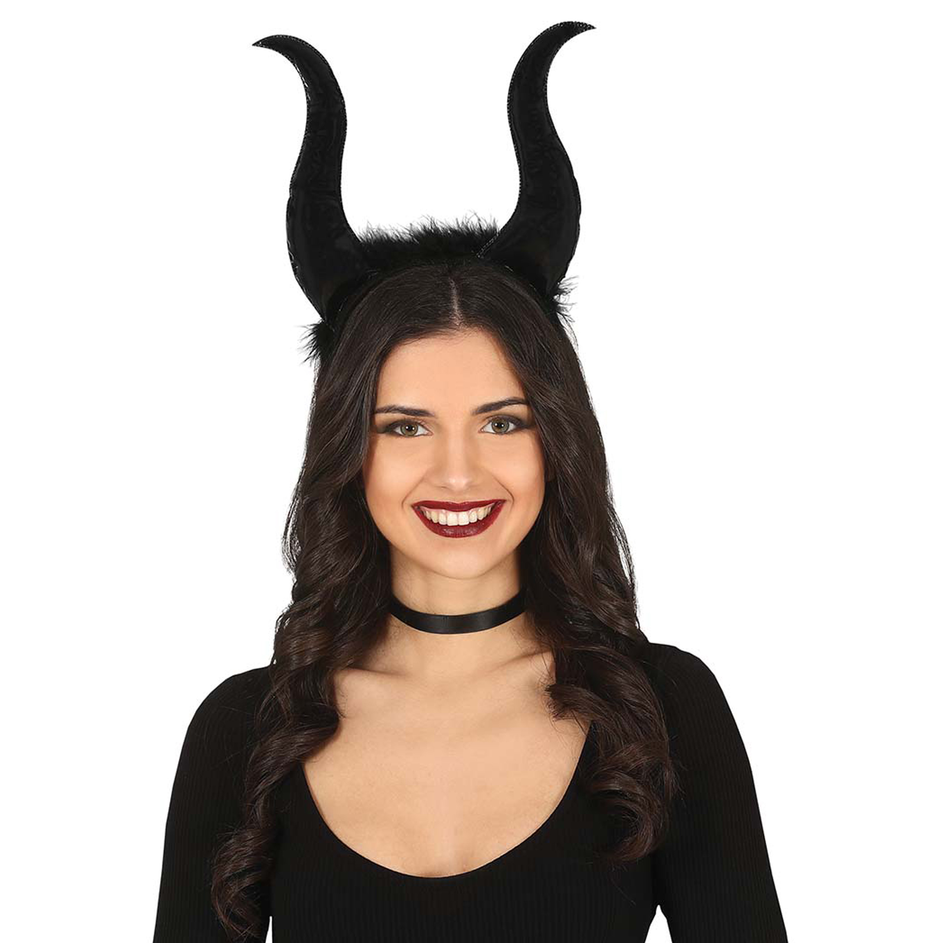 Halloween - Halloween/horror verkleed diadeem/tiara - grote duivel hoorns - kunststof - dames/meisjes