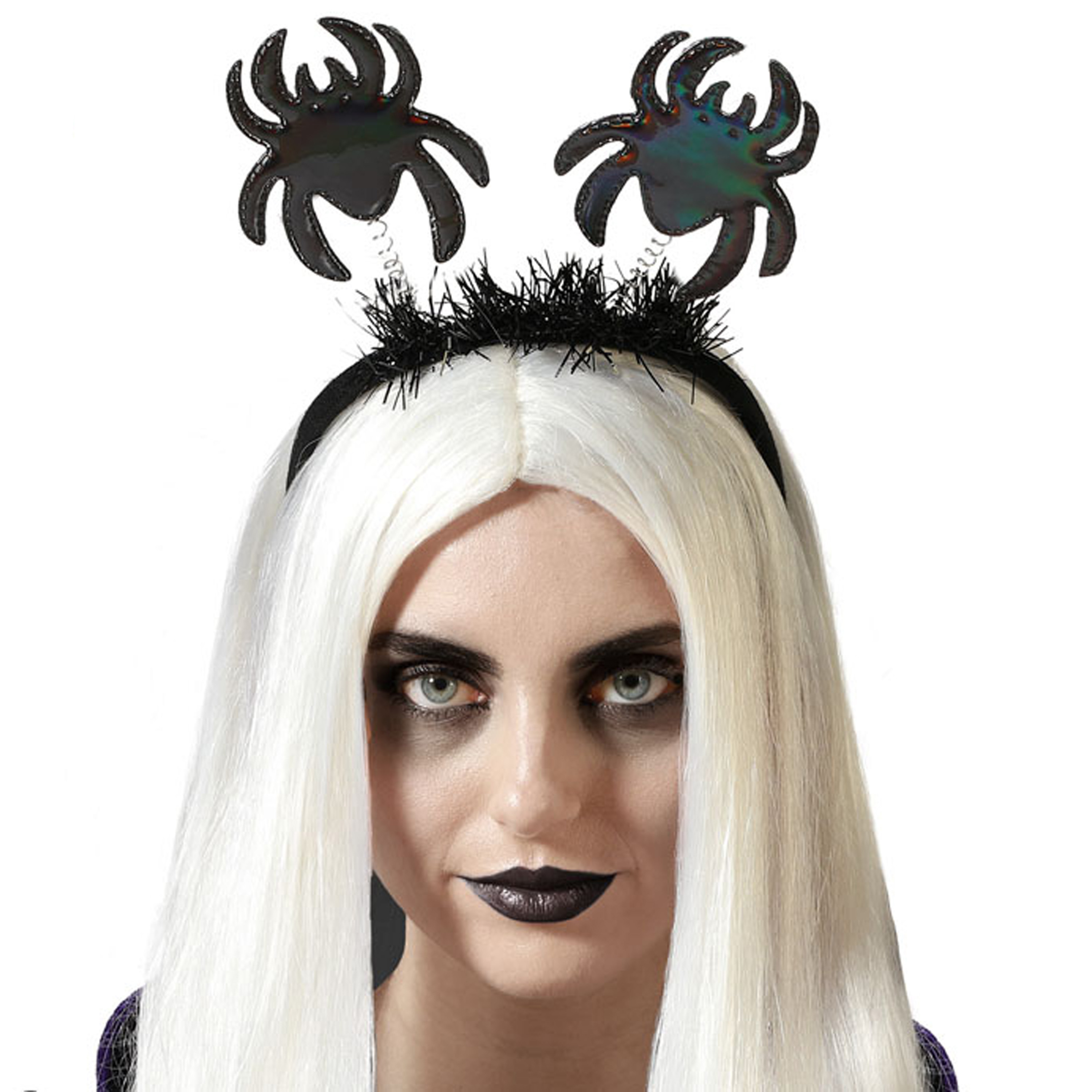 Halloween - Halloween/horror verkleed diadeem/tiara - met grote spinnen - kunststof - dames/meisjes