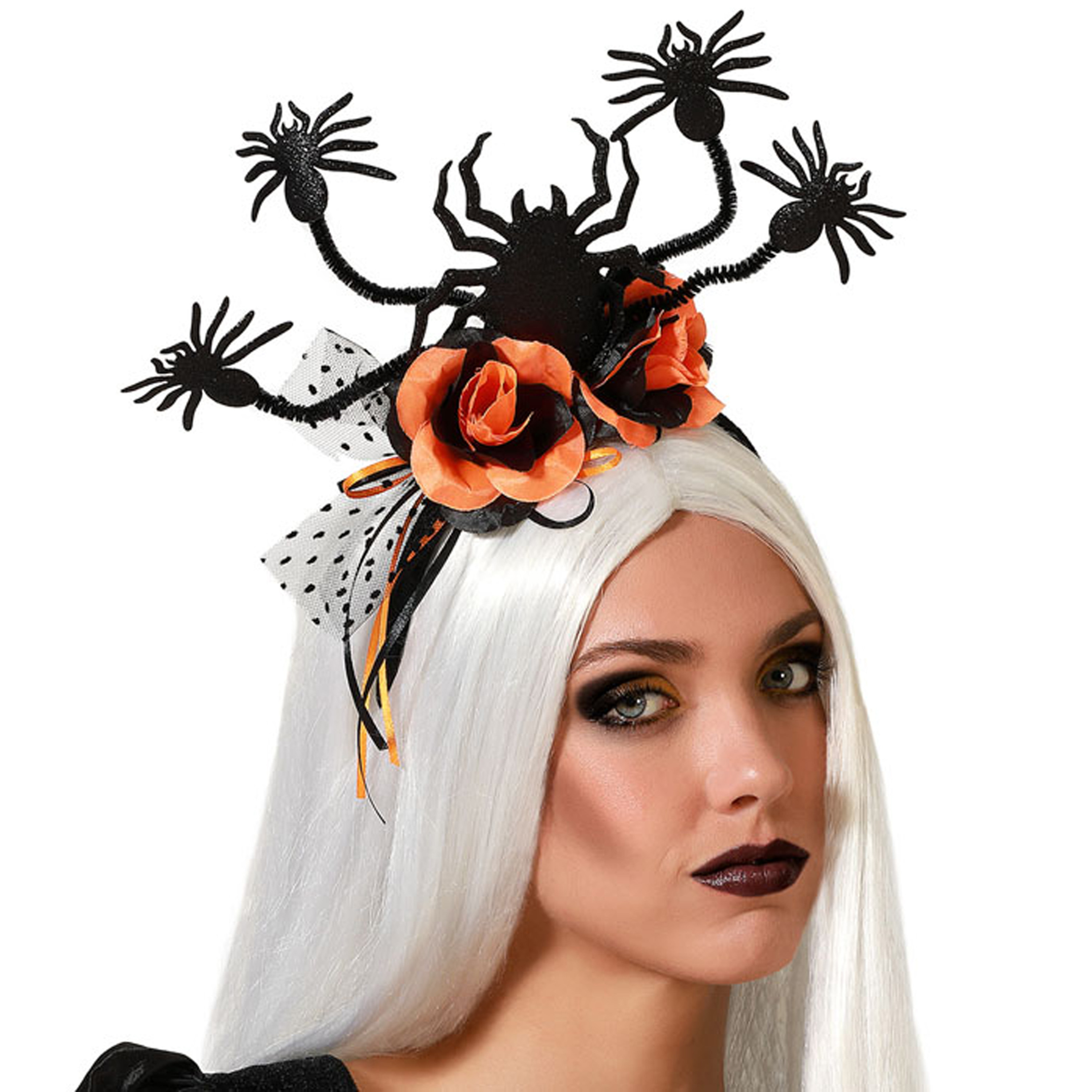 Halloween - Halloween/horror verkleed diadeem/tiara - spinnen en bloemen - kunststof - dames/meisjes