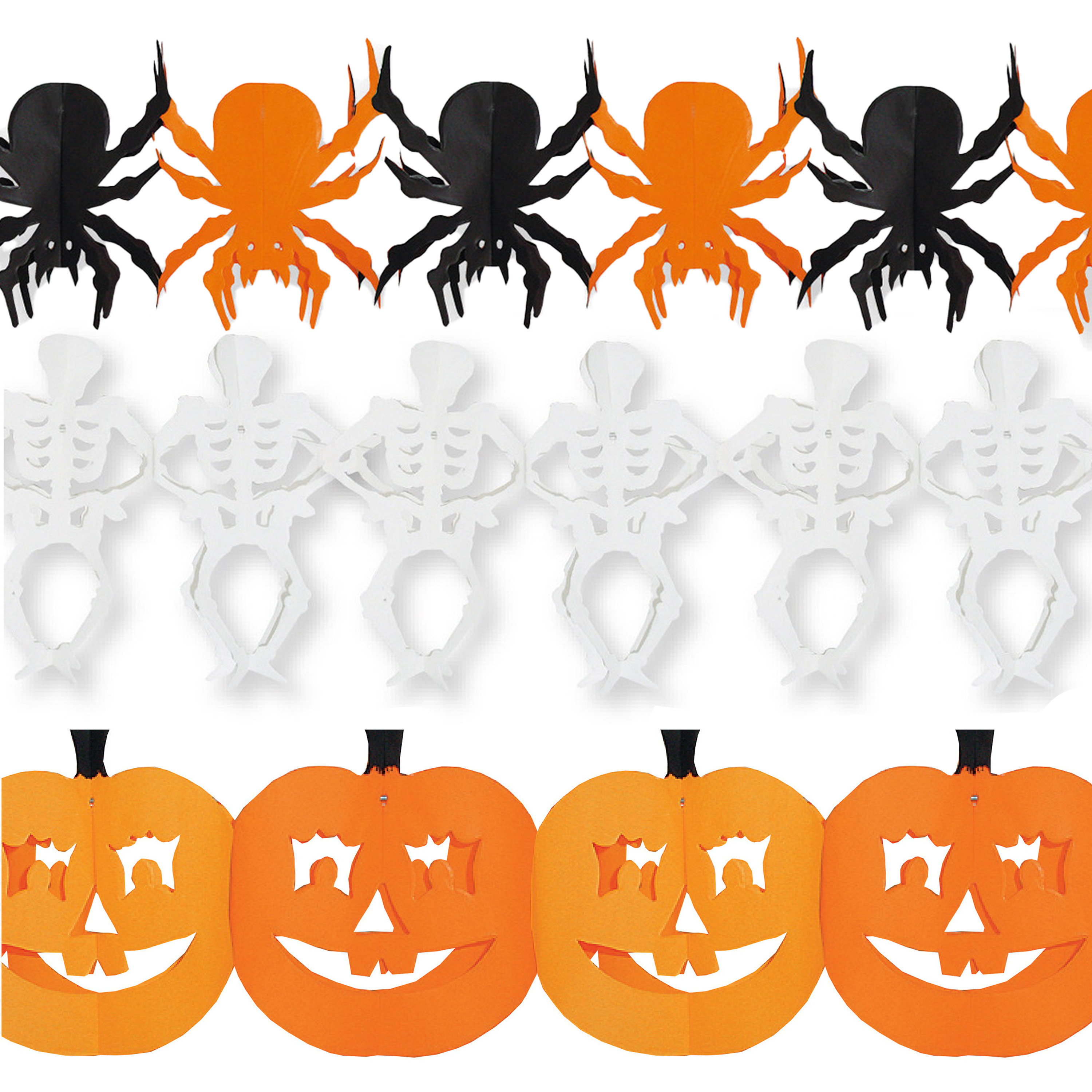 Halloween - Halloween/Horror versiering set van 3x thema feestslingers van 3 meter papier