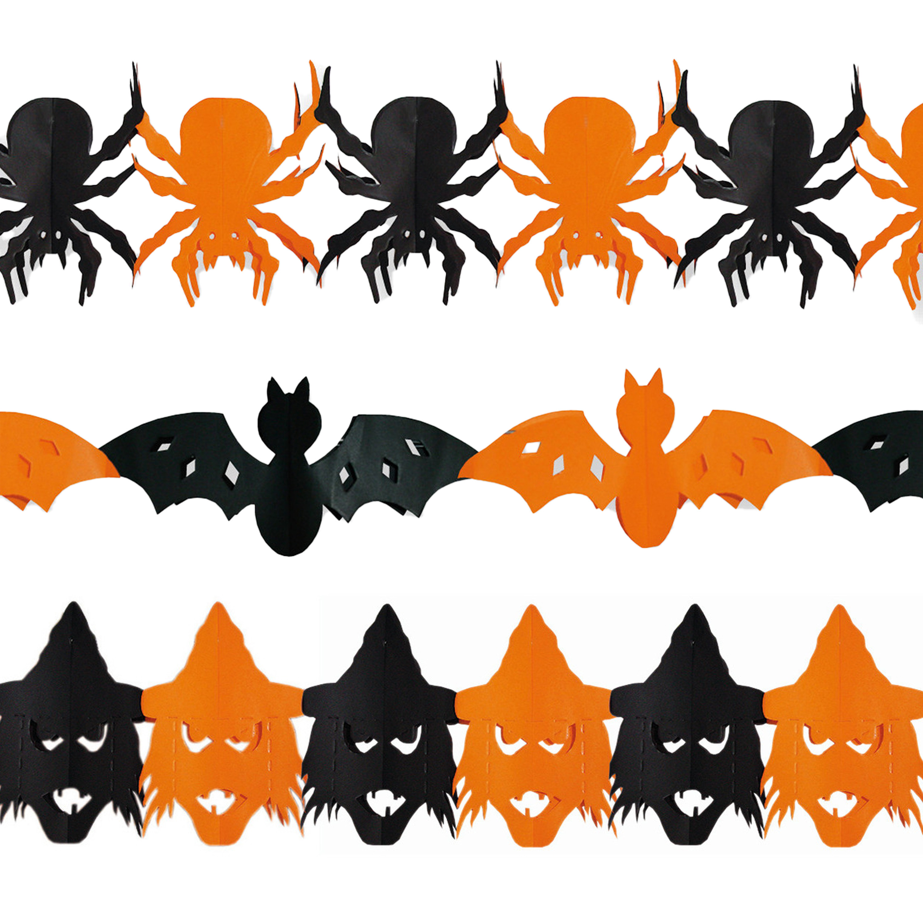 Halloween - Halloween/horror versiering set van 3x thema feestslingers van 3 meter papier