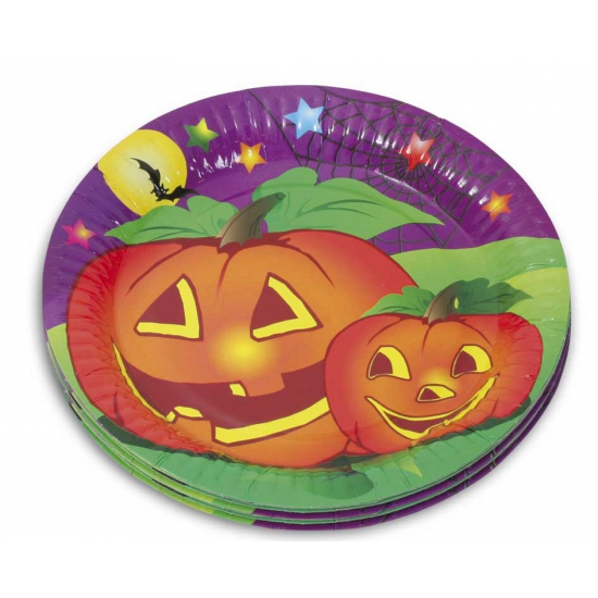 Halloween - Halloween pompoenen thema feestbordjes 10x stuks