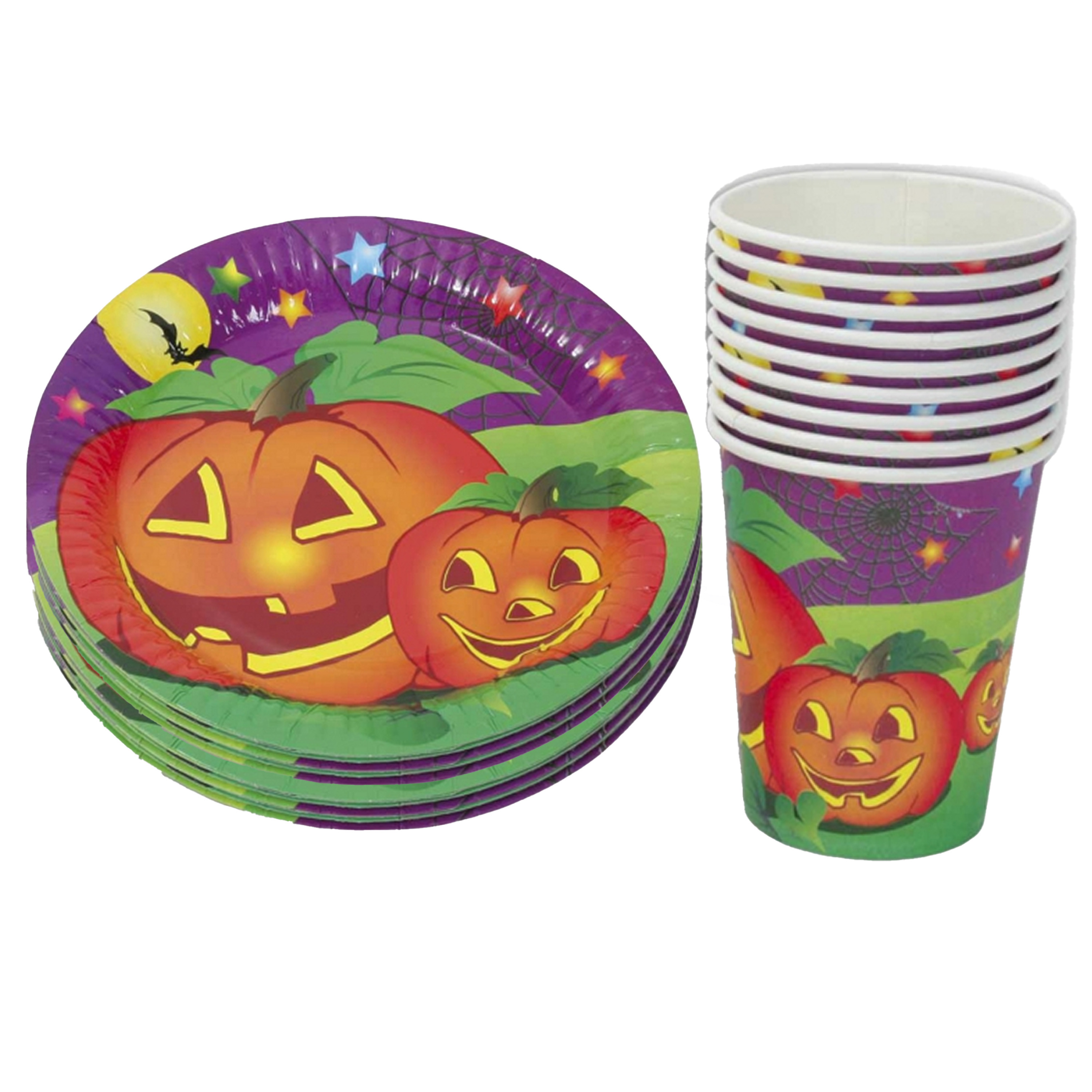 Halloween - Halloween pompoenen themafeest 20x bekers/20x bordjes karton