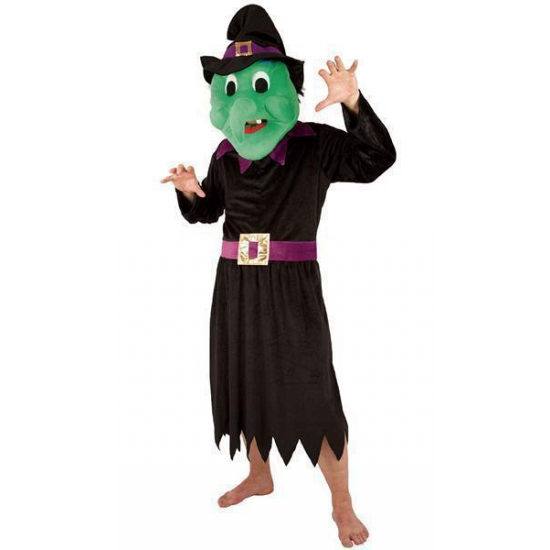 Halloween - Heksen kostuum met groot pluche masker