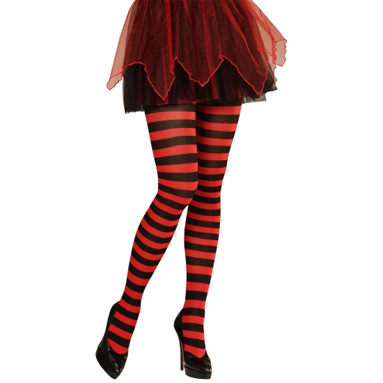 Halloween - Heksen verkleedaccessoires panty zwart/rood voor dames maat XL